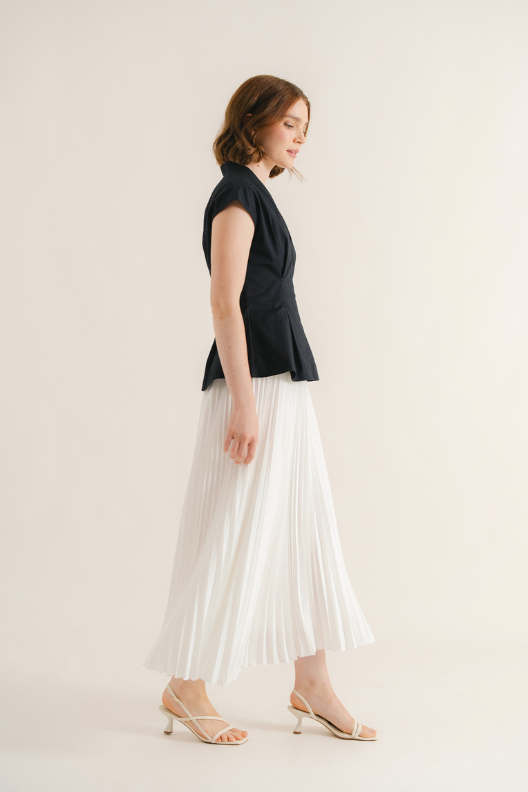 Sunray-Pleated Midi Skirt
