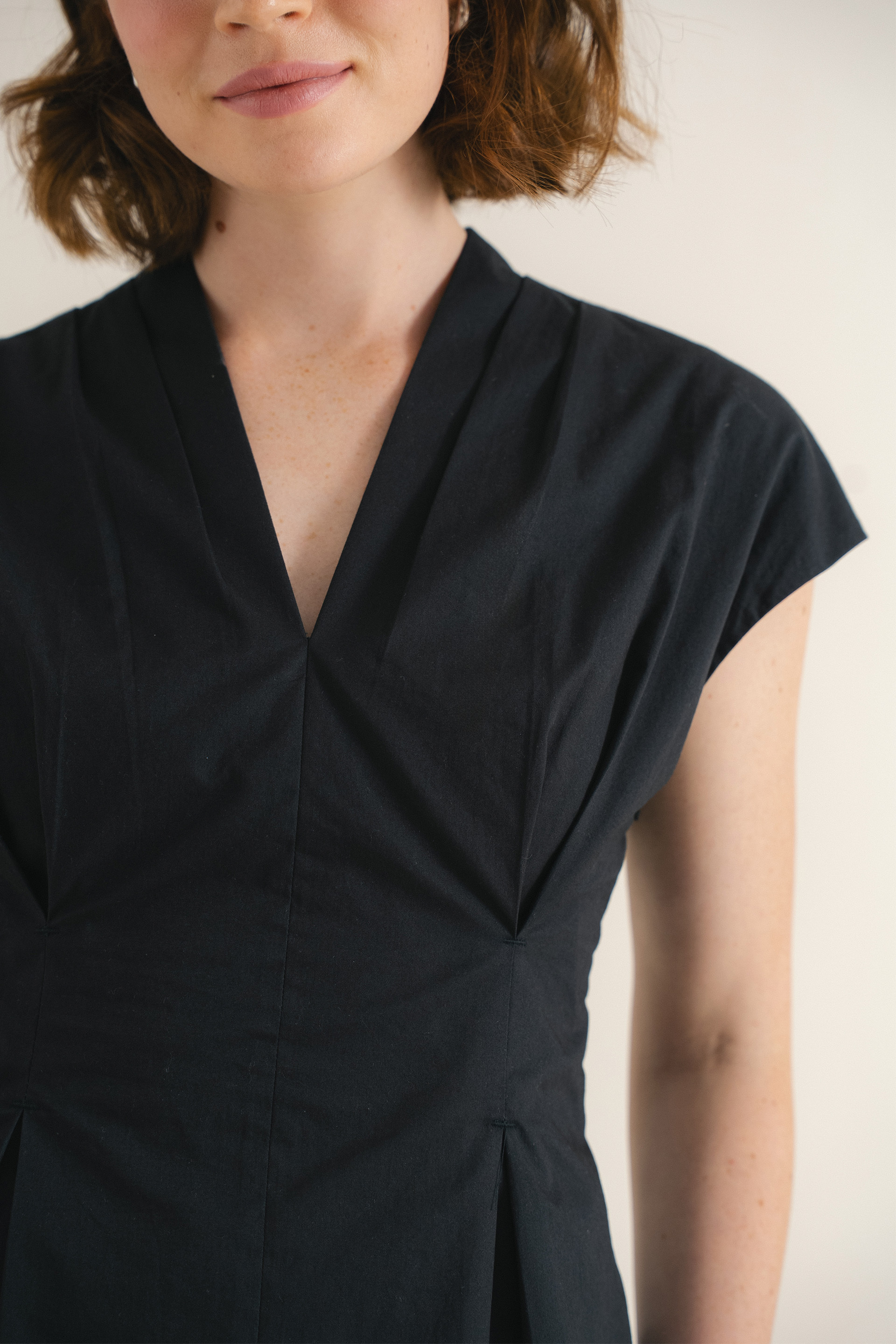 Cotton Pleat-Front Top