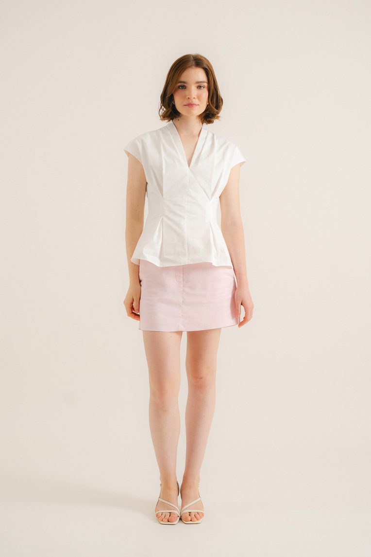 Cotton Pleat-Front Top