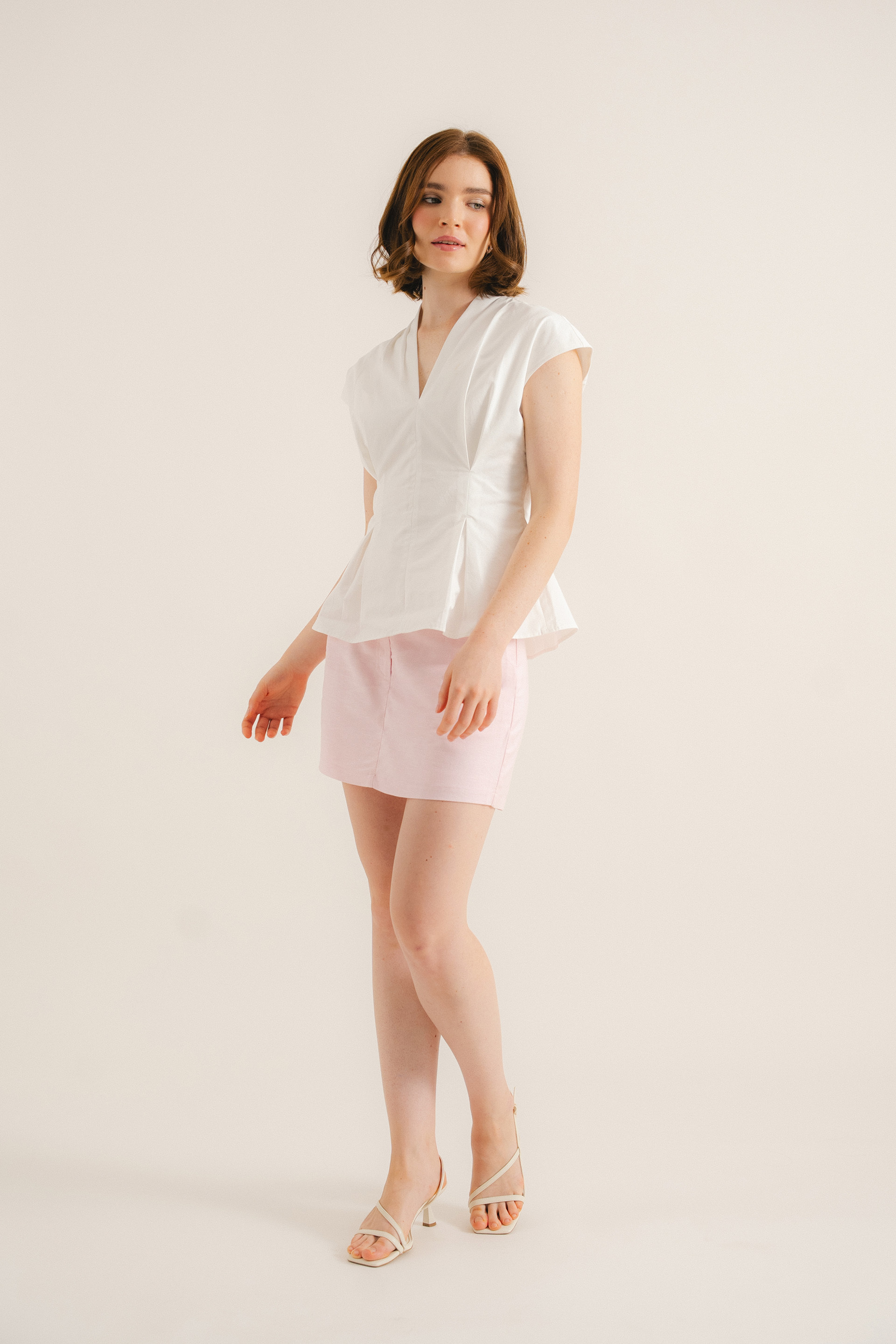Cotton Pleat-Front Top
