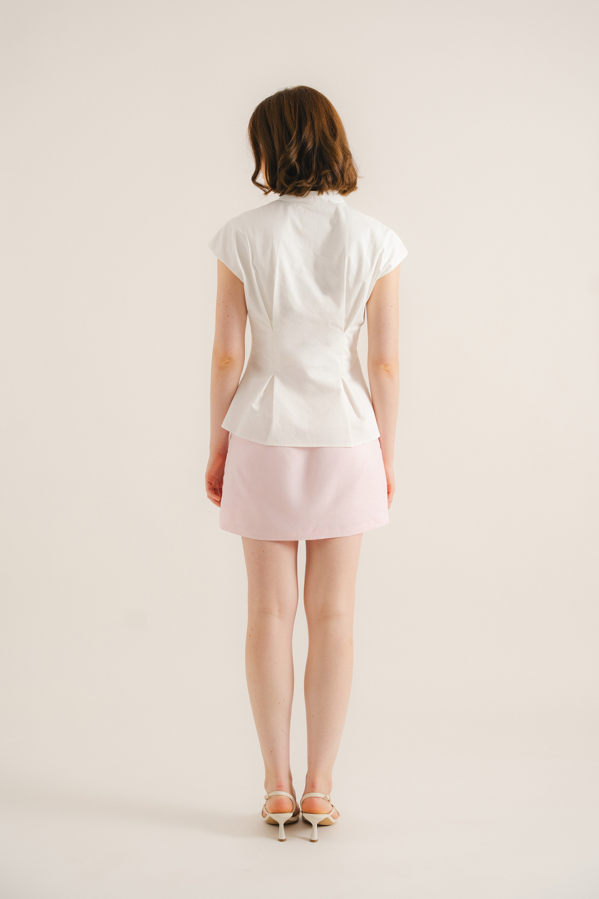Cotton Pleat-Front Top
