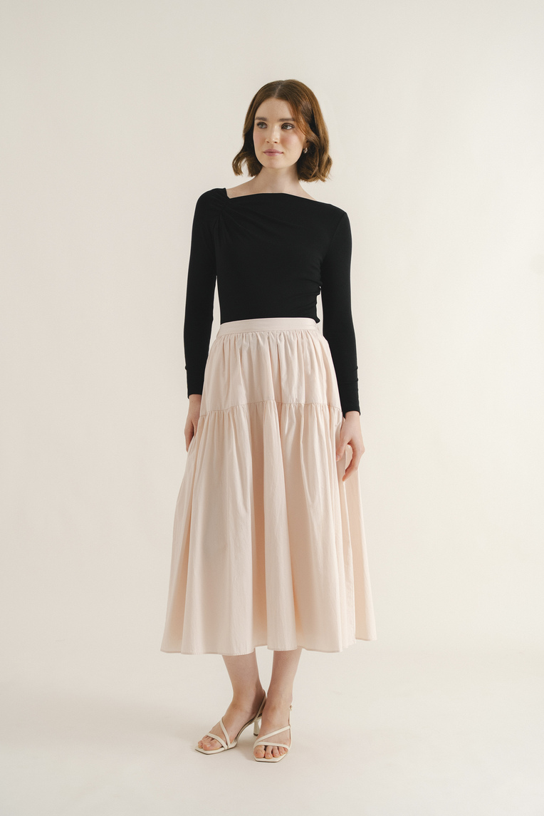 Gathered Asymmetrical Jersey Top