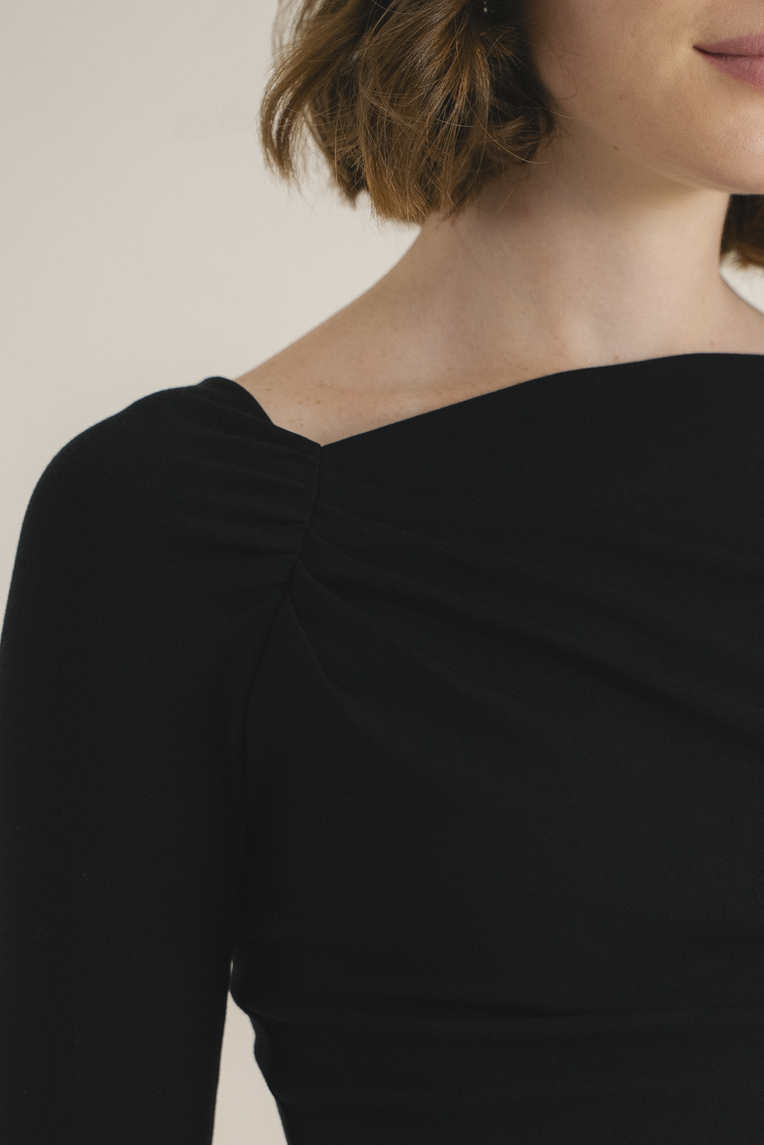 Gathered Asymmetrical Jersey Top