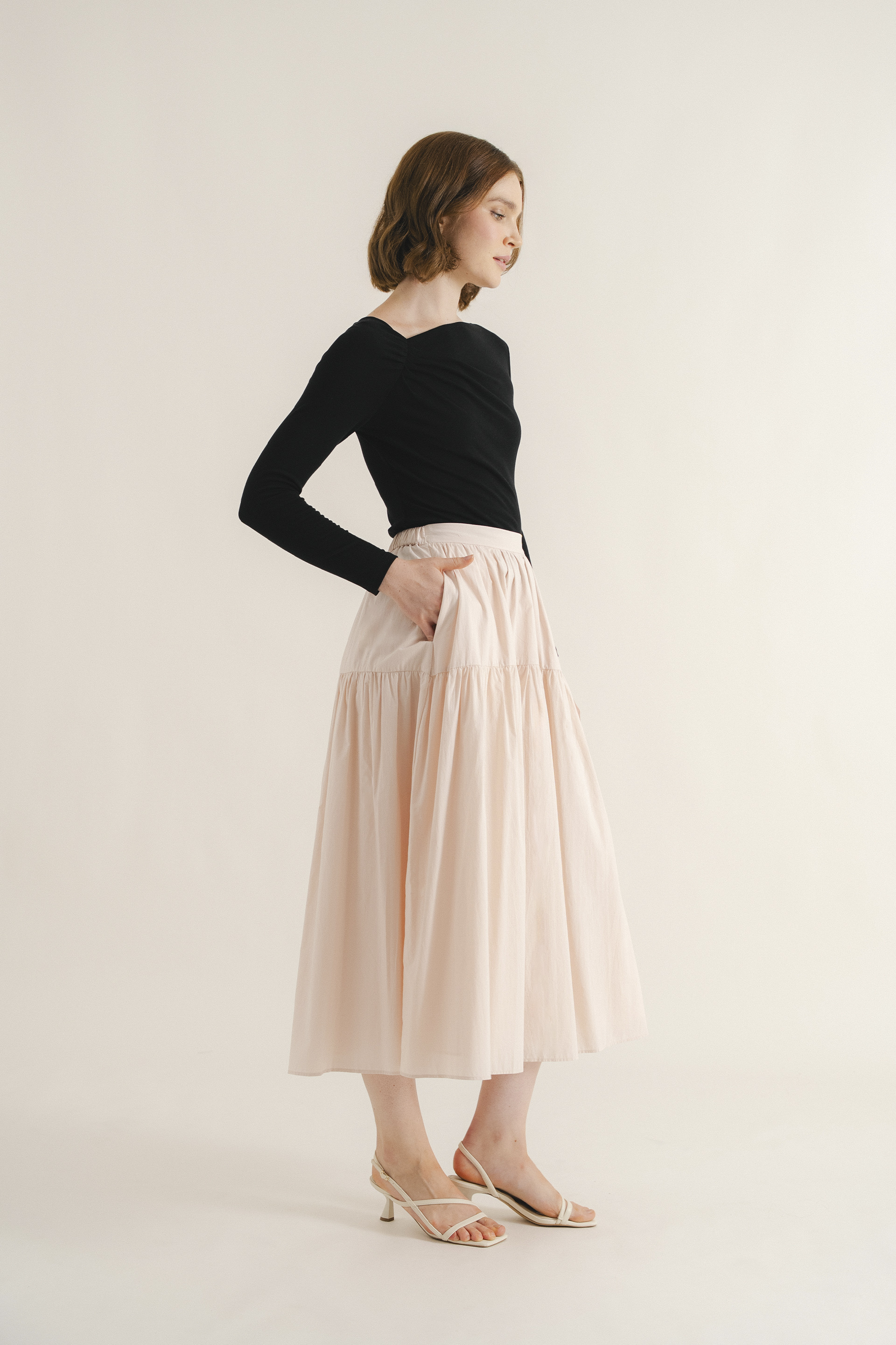 Gathered Asymmetrical Jersey Top
