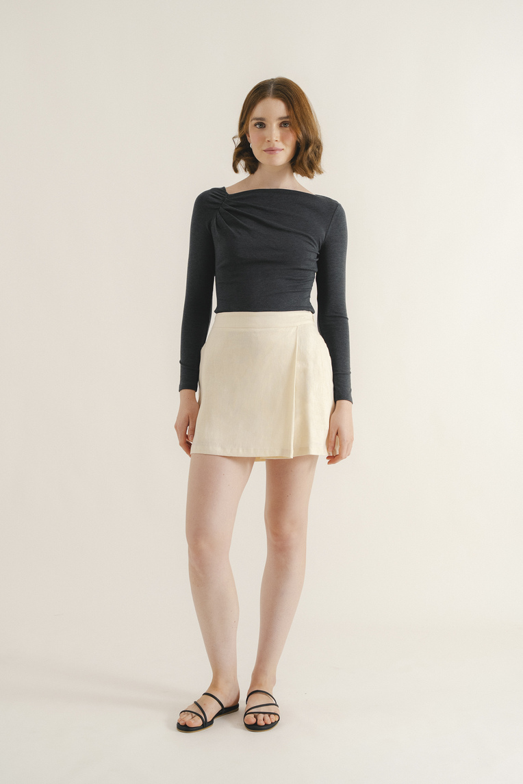 Gathered Asymmetrical Jersey Top
