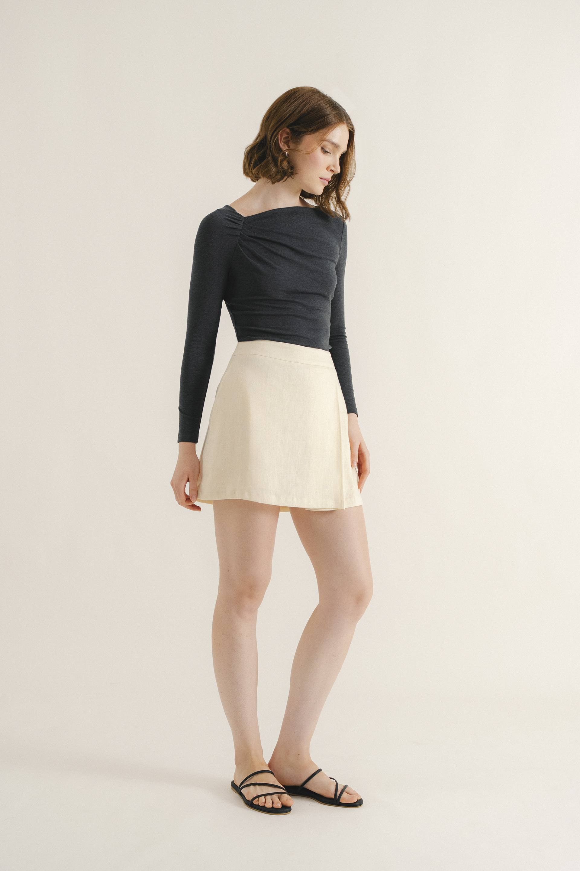 Gathered Asymmetrical Jersey Top