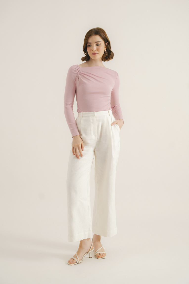 Gathered Asymmetrical Jersey Top