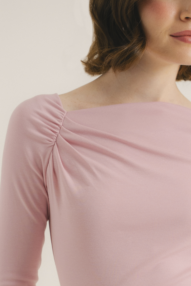 Gathered Asymmetrical Jersey Top