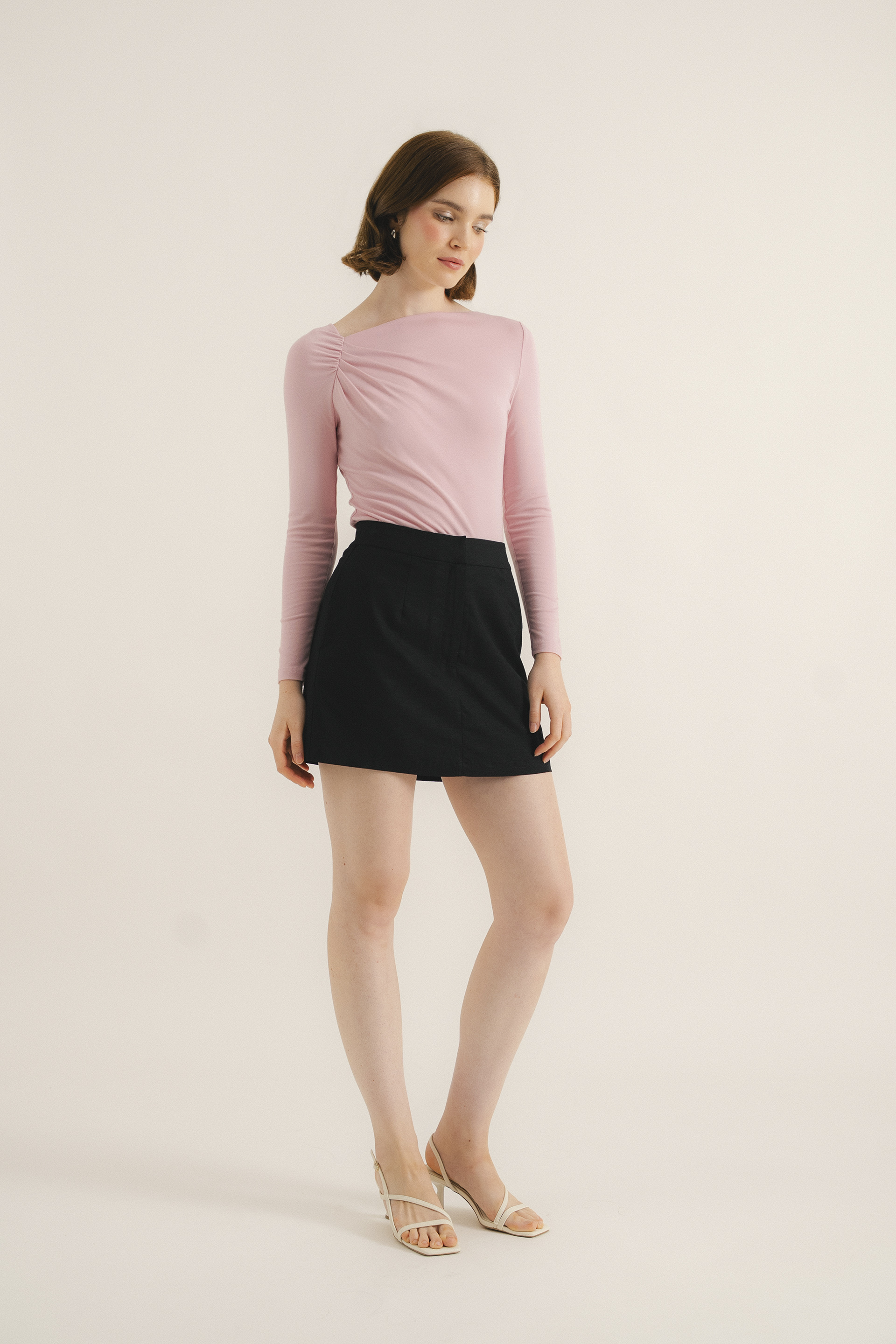 Gathered Asymmetrical Jersey Top