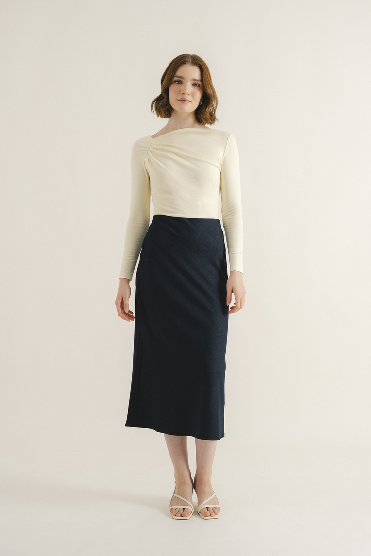 Gathered Asymmetrical Jersey Top