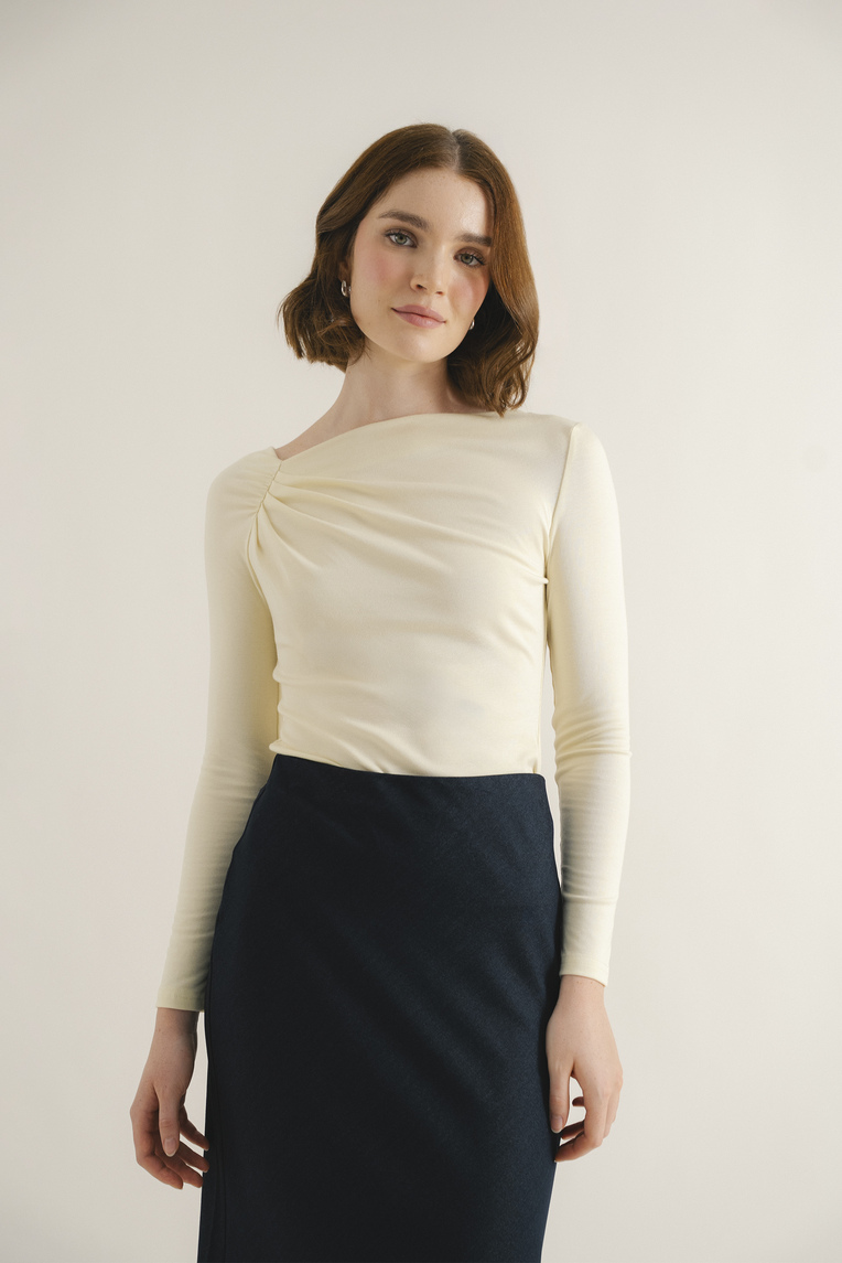 Gathered Asymmetrical Jersey Top