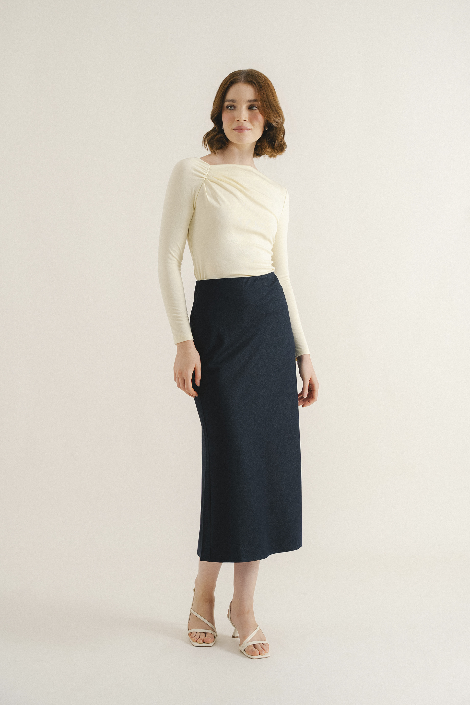 Gathered Asymmetrical Jersey Top