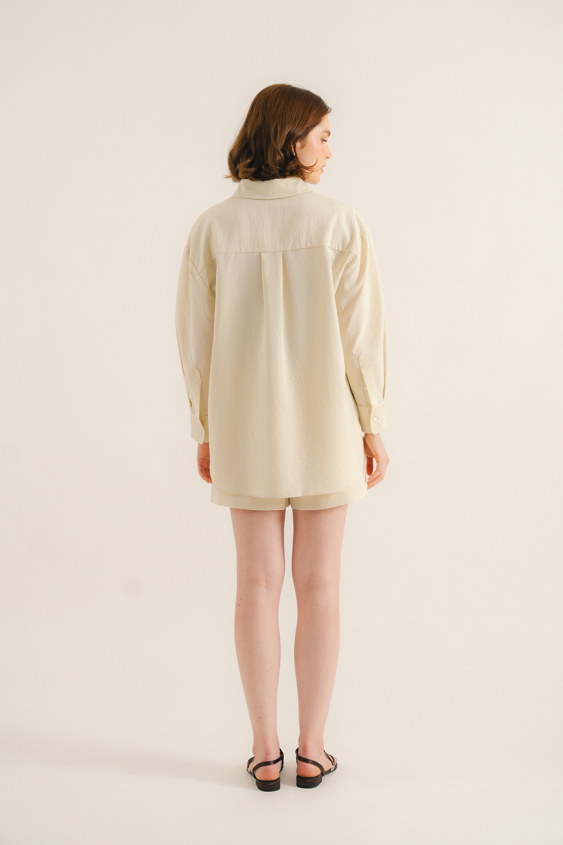 Seersucker Striped Oversized Shirt