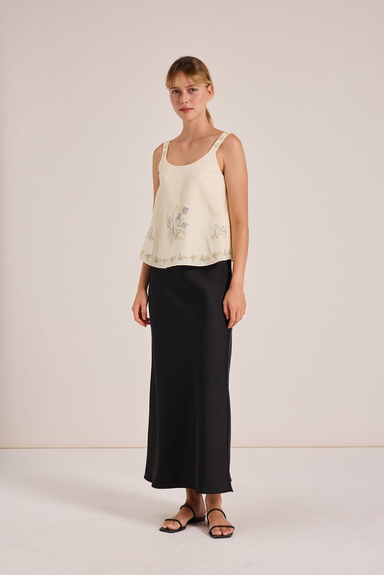 Satin-Finish Slip Skirt