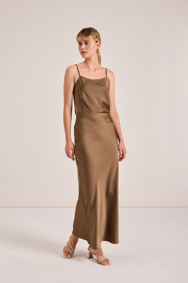 Satin-Finish Slip Skirt