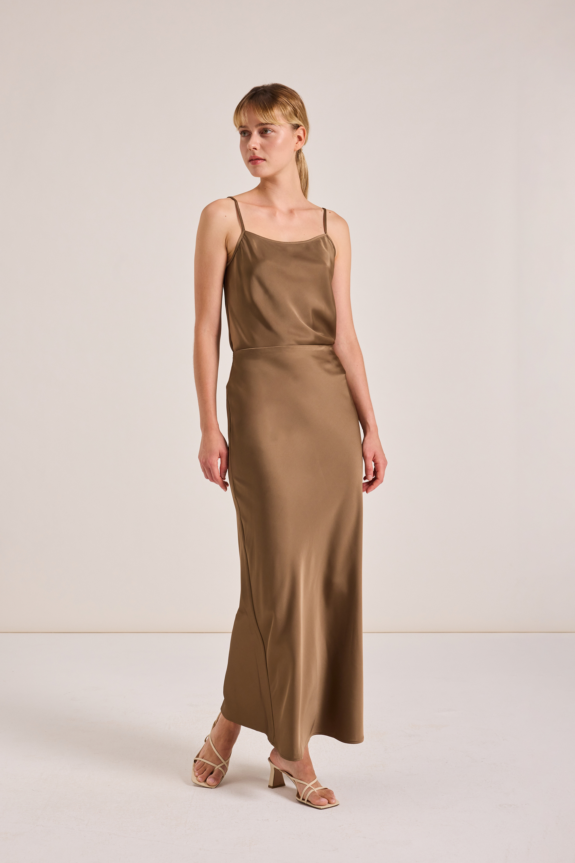 Satin-Finish Slip Skirt
