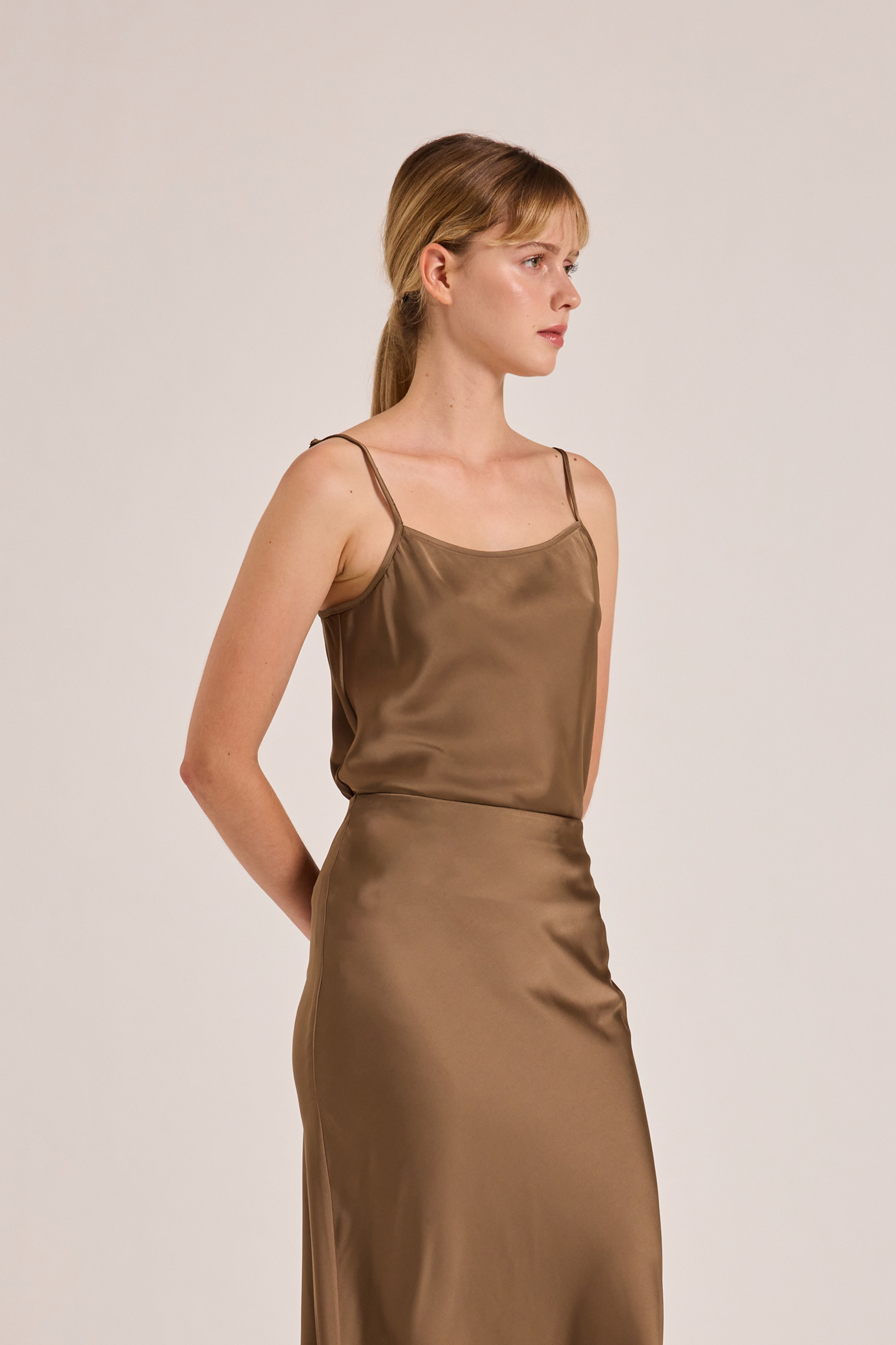 Satin-Finish Slip Skirt