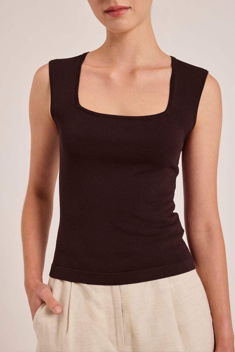 Straight-Neck Knit Top