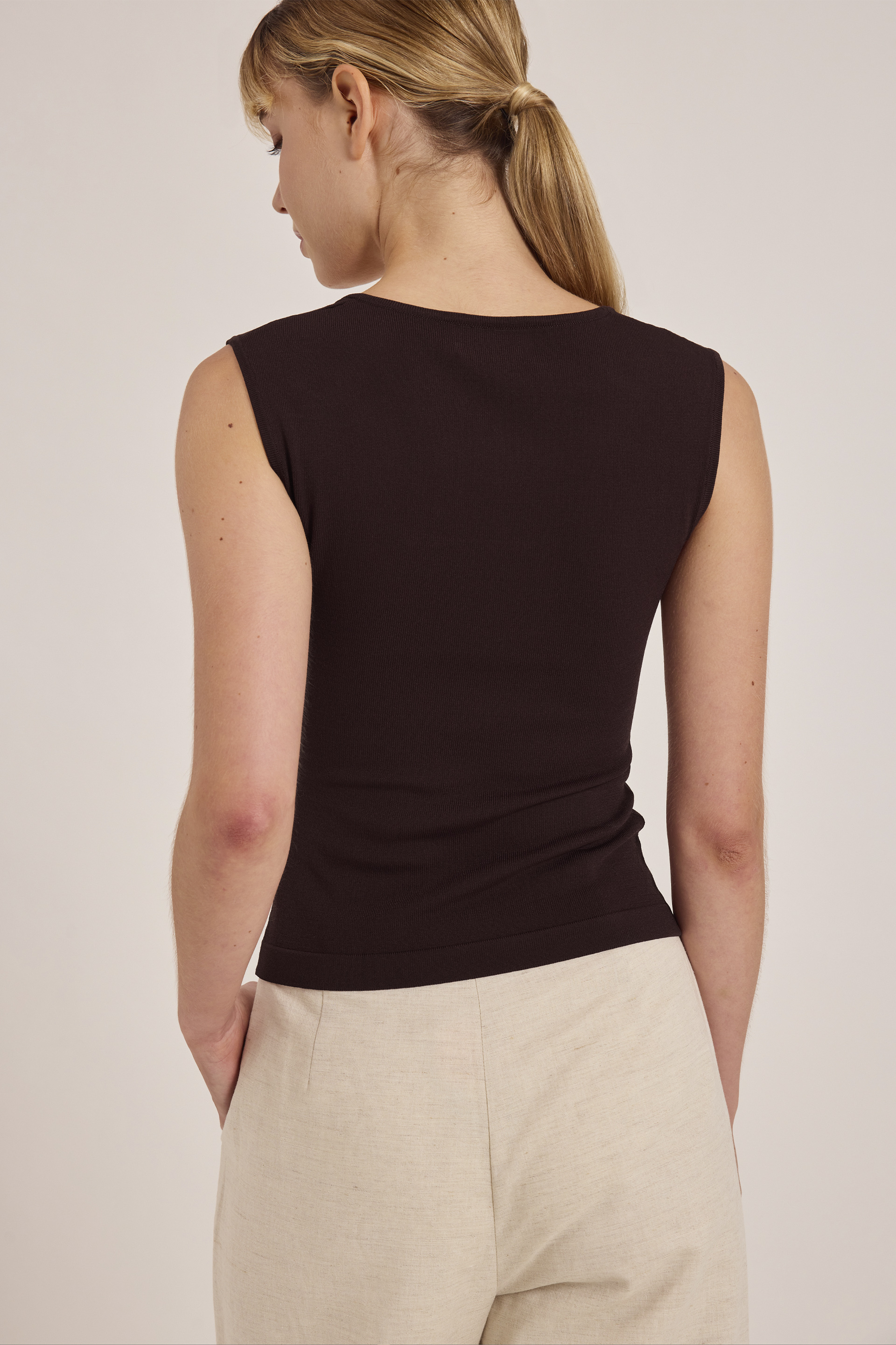 Straight-Neck Knit Top