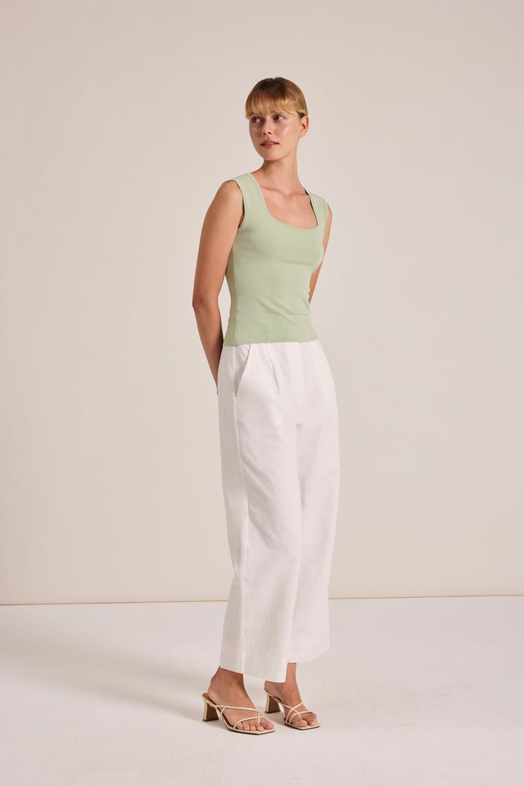 Straight-Neck Knit Top
