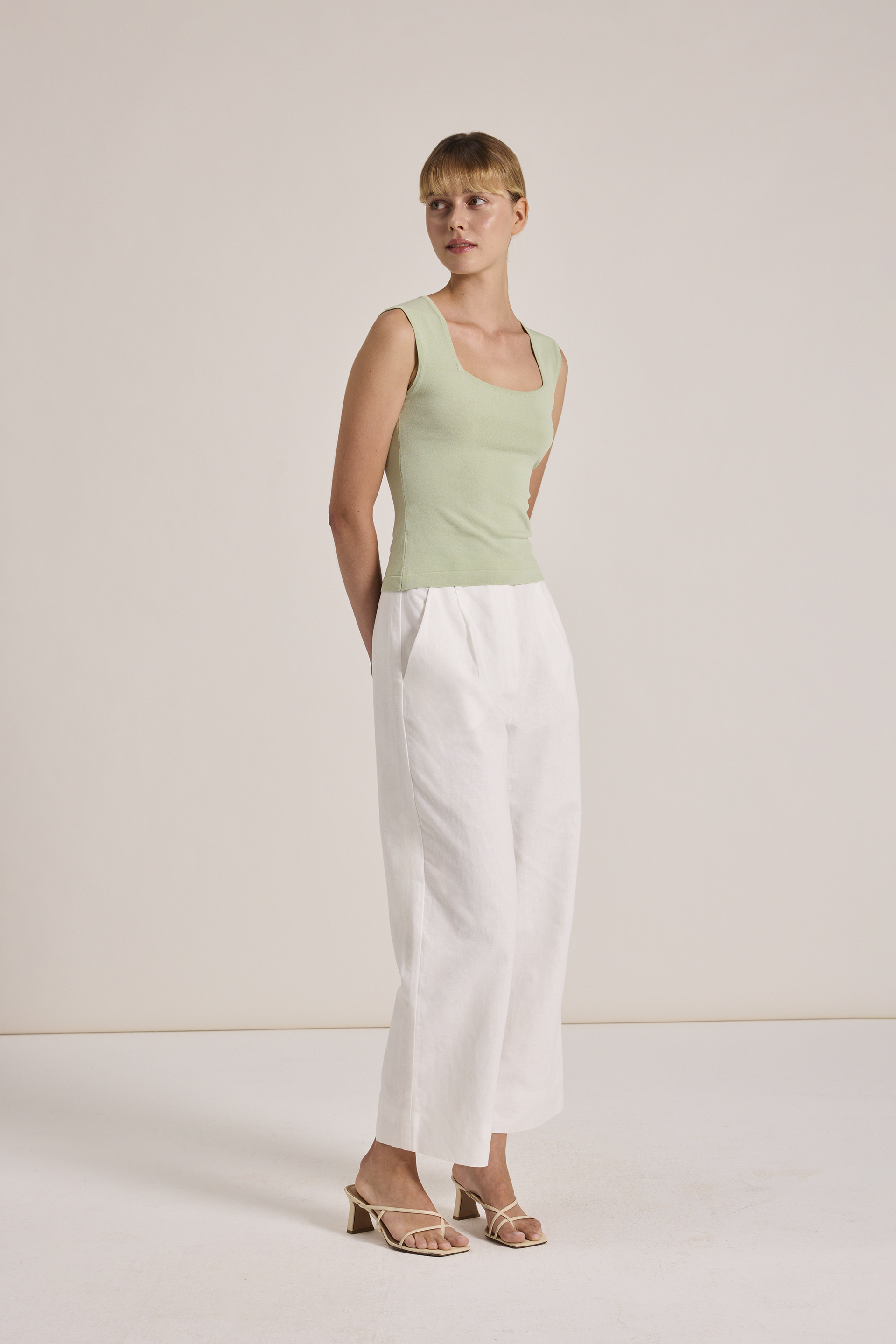 Straight-Neck Knit Top