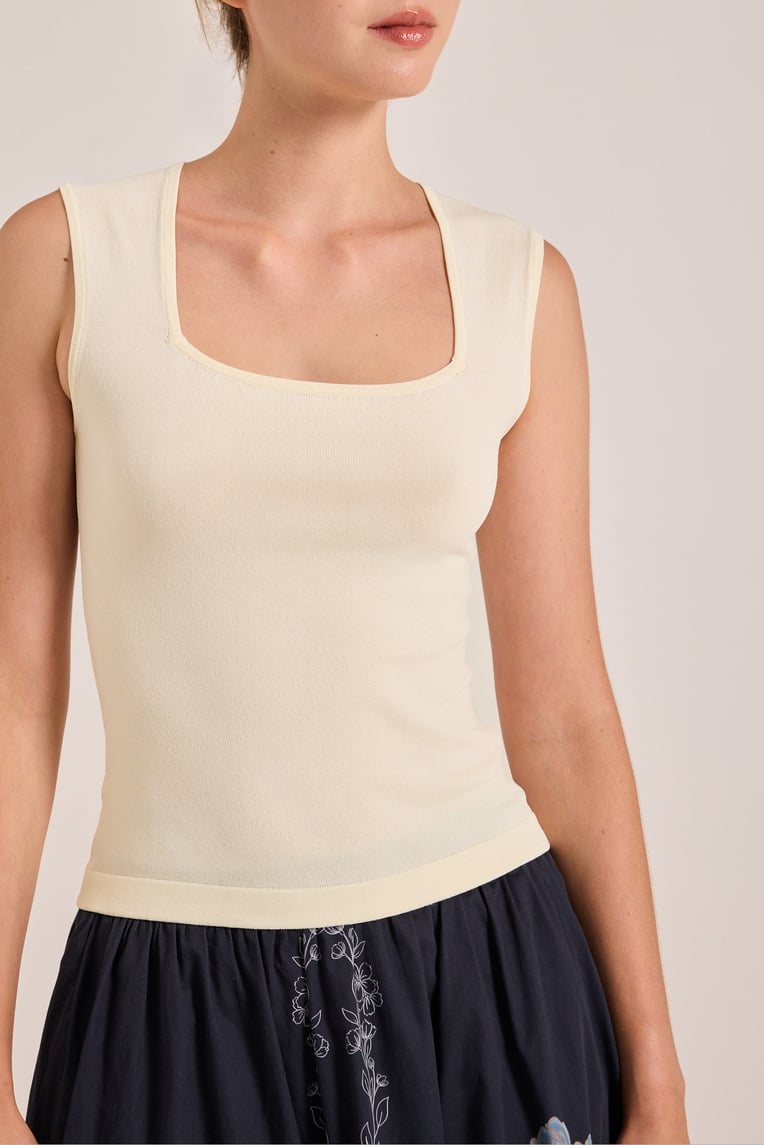 Straight-Neck Knit Top