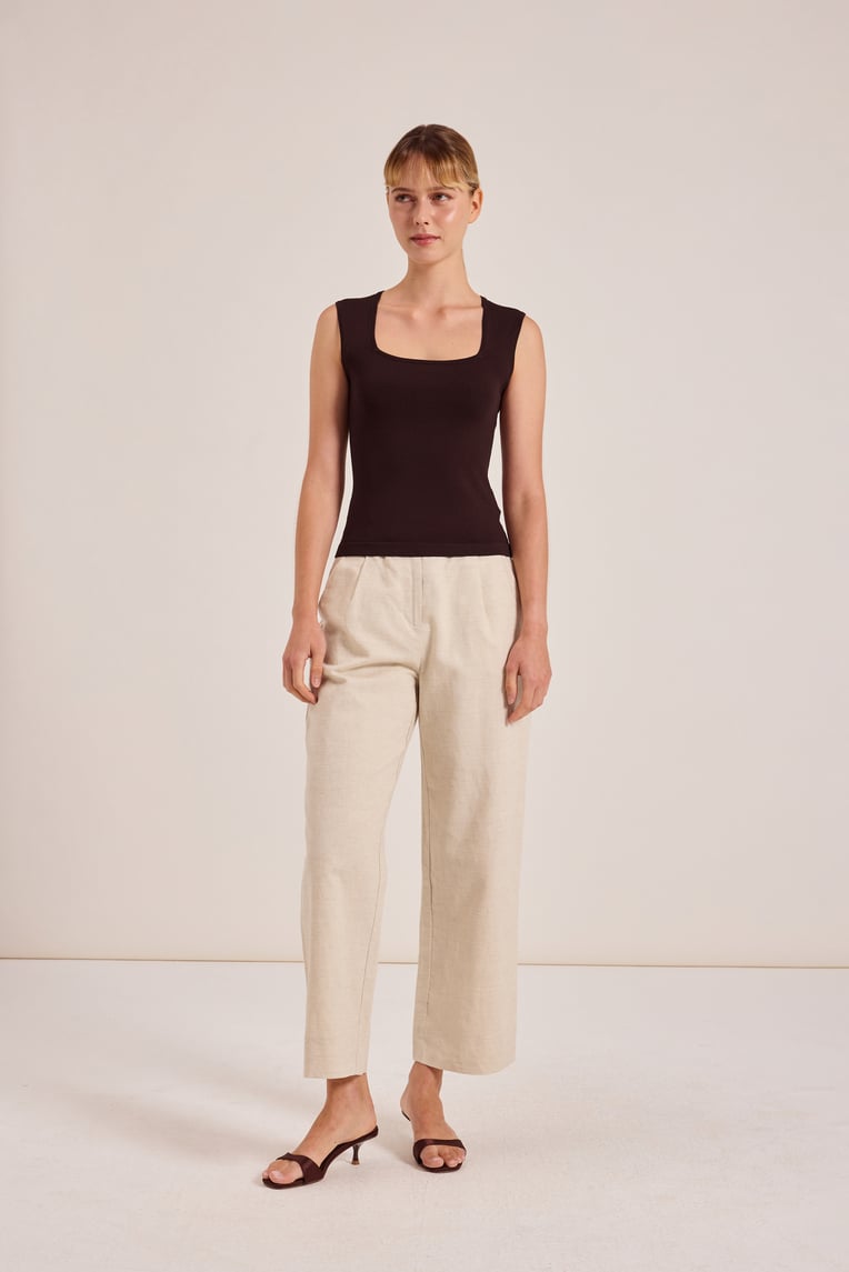 Straight-Neck Knit Top