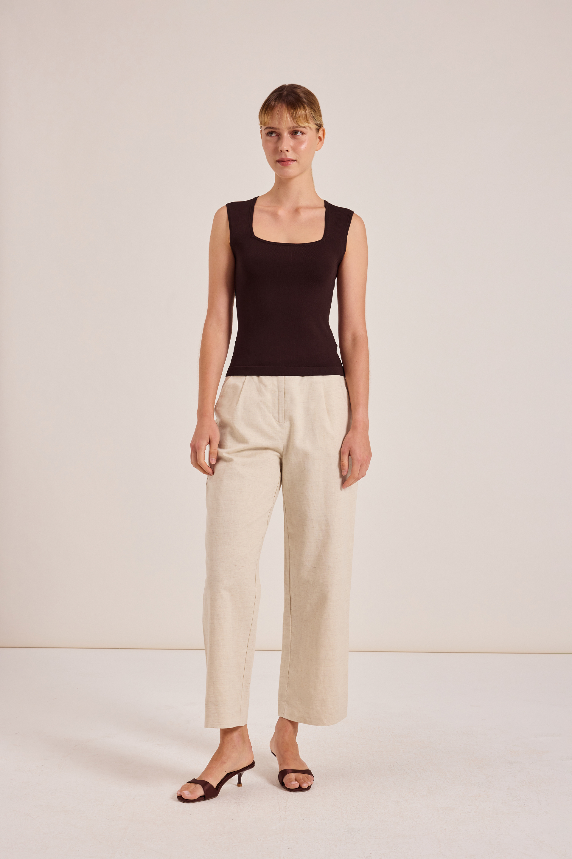 Straight-Neck Knit Top
