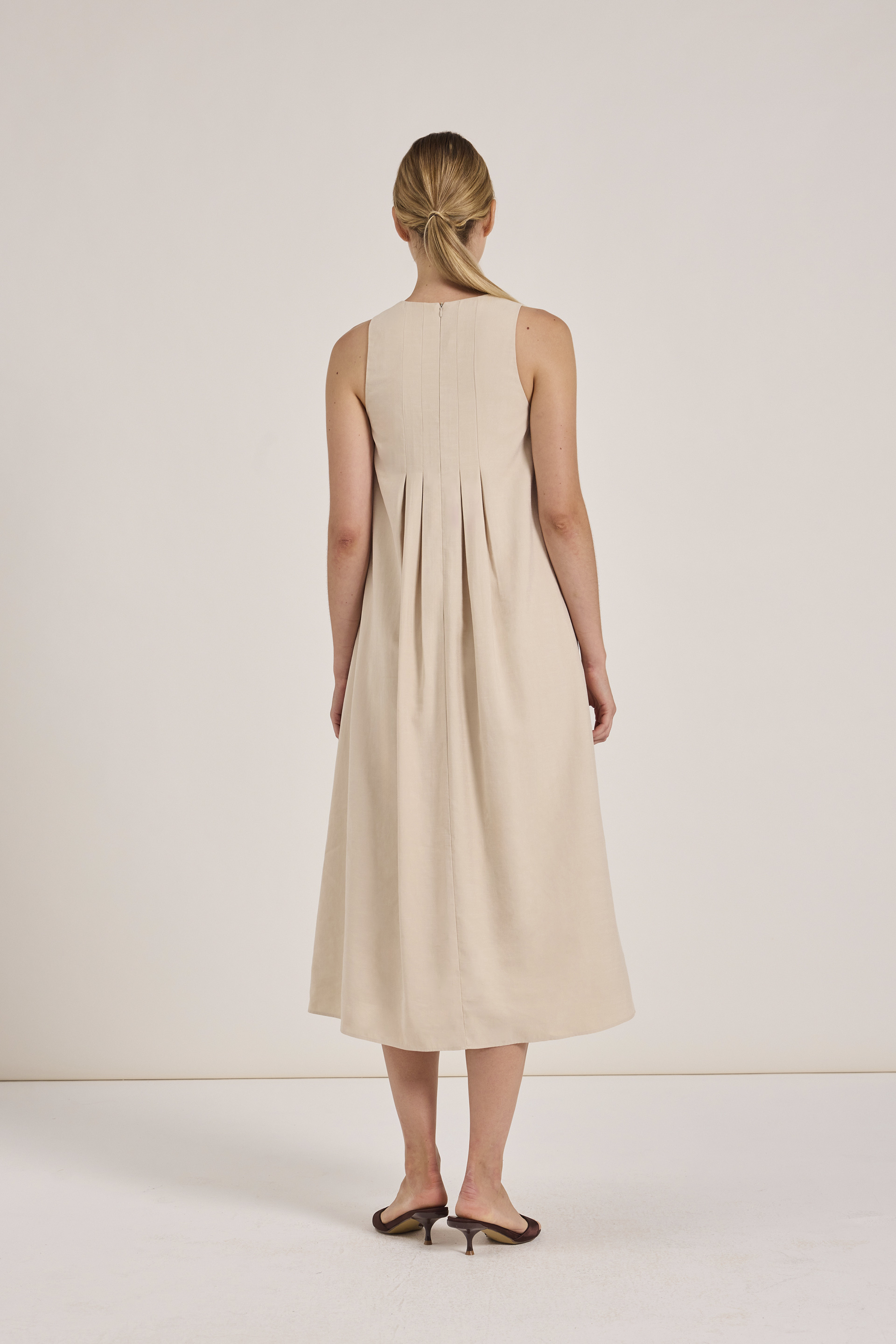 Relaxed Rayon Pleat Dress
