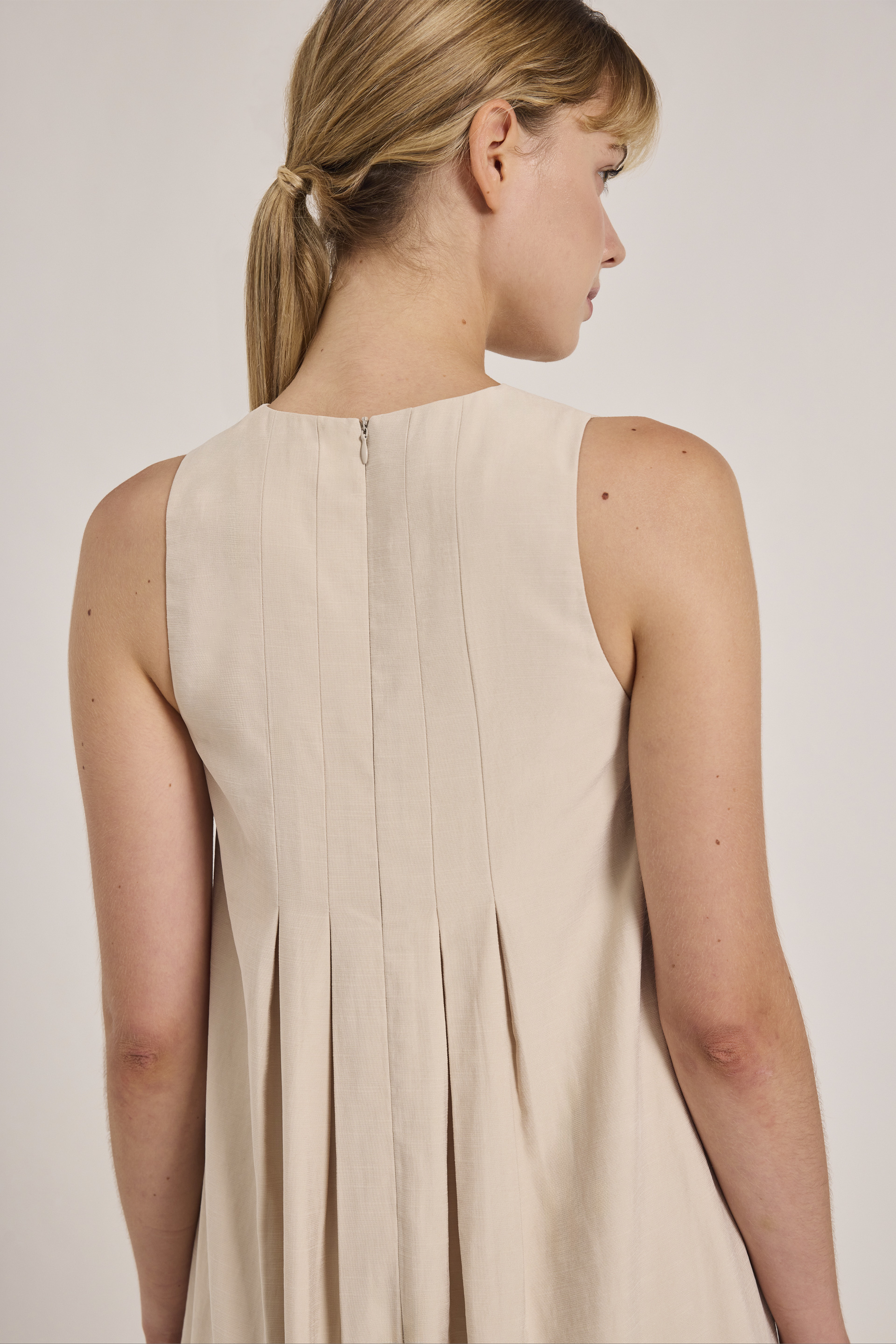 Relaxed Rayon Pleat Dress