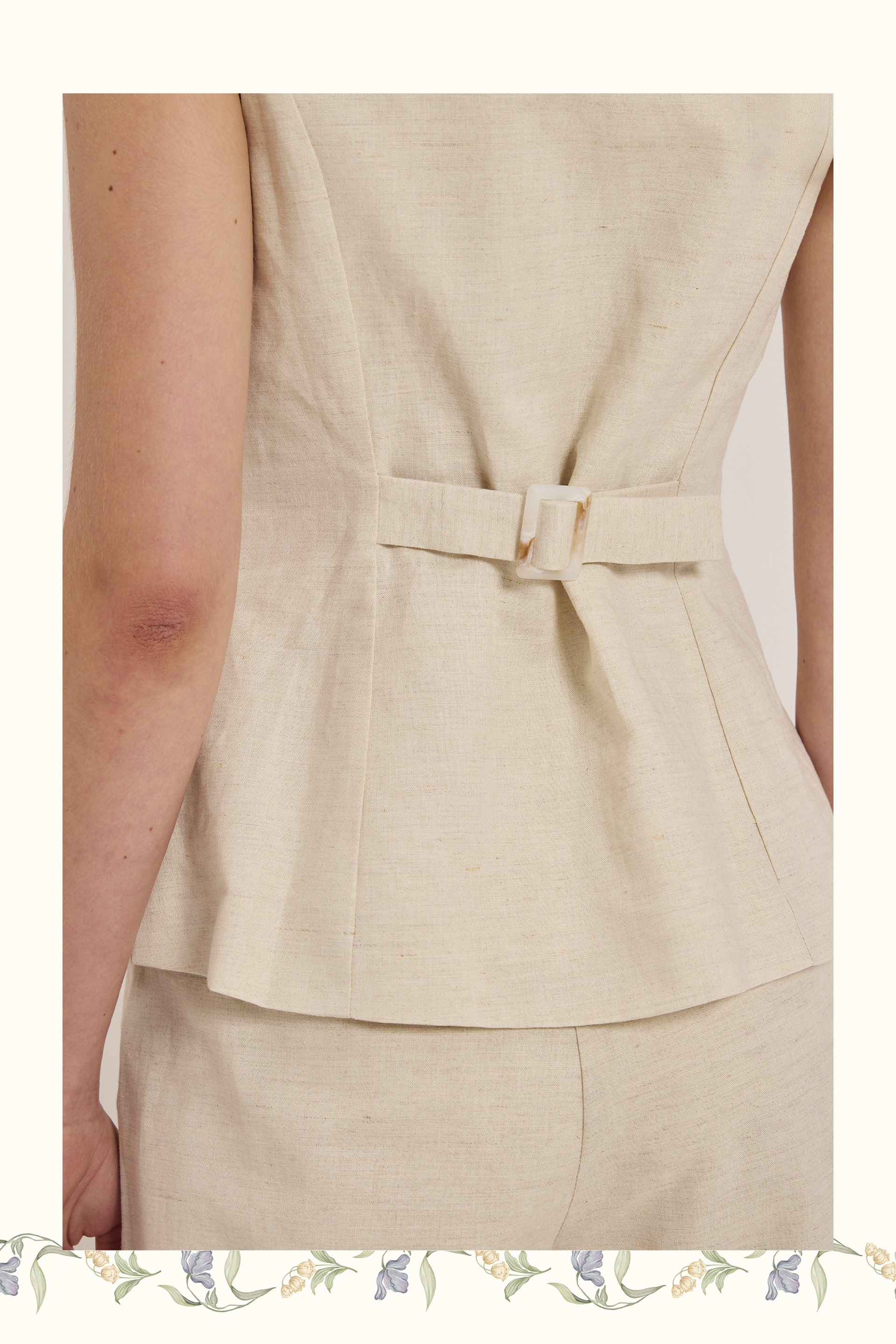[Online Exclusive] Linen-Blend Button-Down Vest