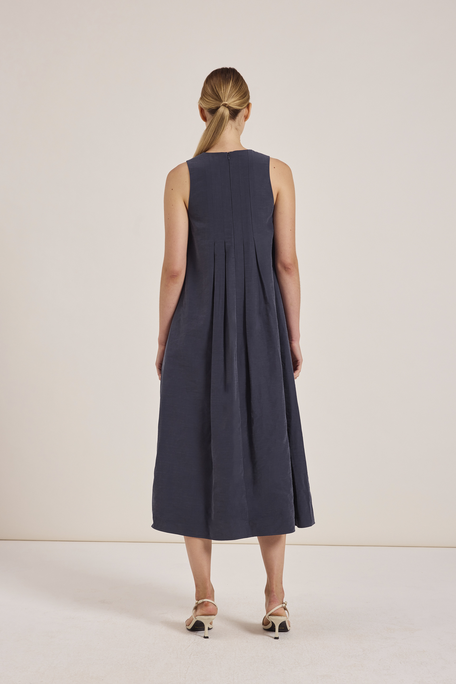 Relaxed Rayon Pleat Dress