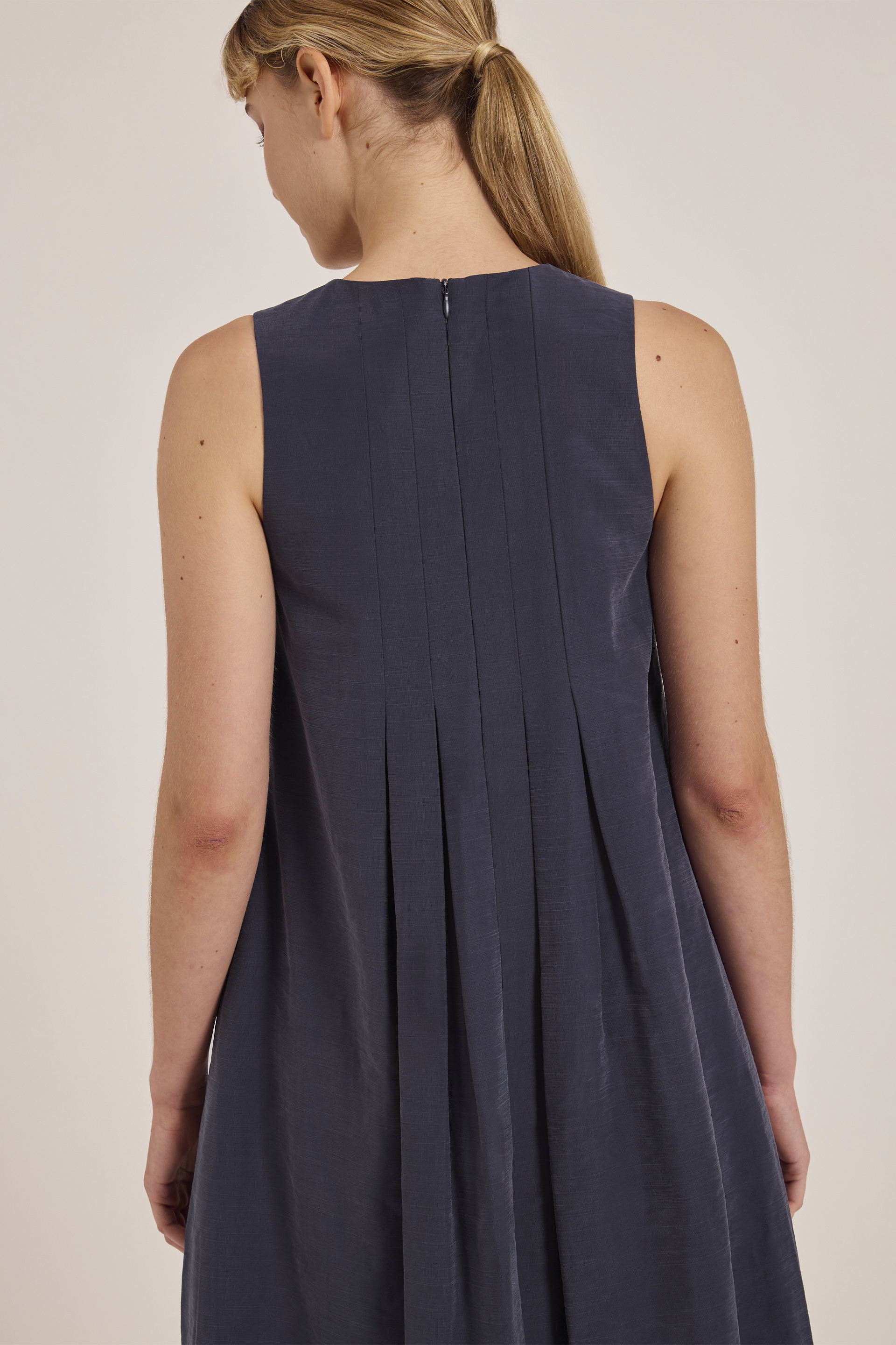 Relaxed Rayon Pleat Dress