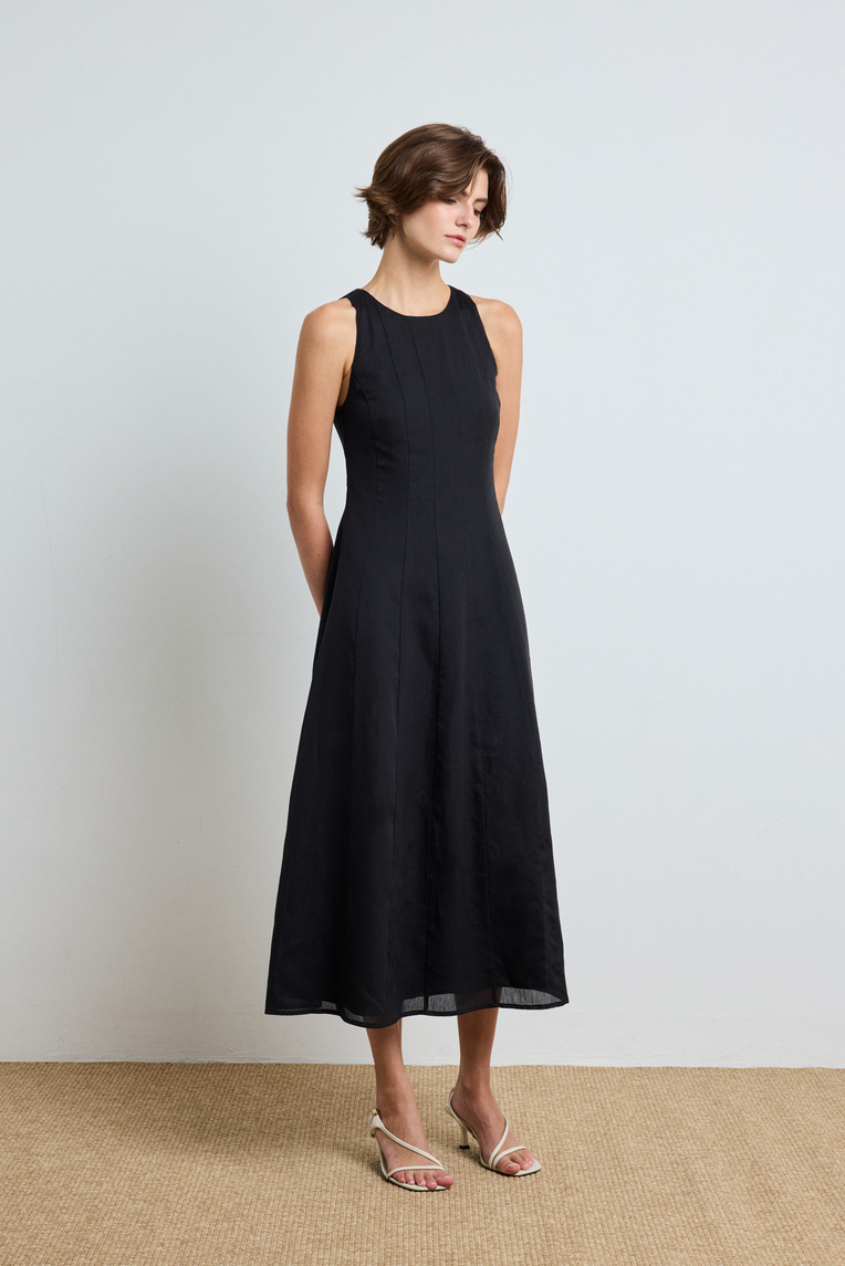 Rayon Pleated Halter Dress