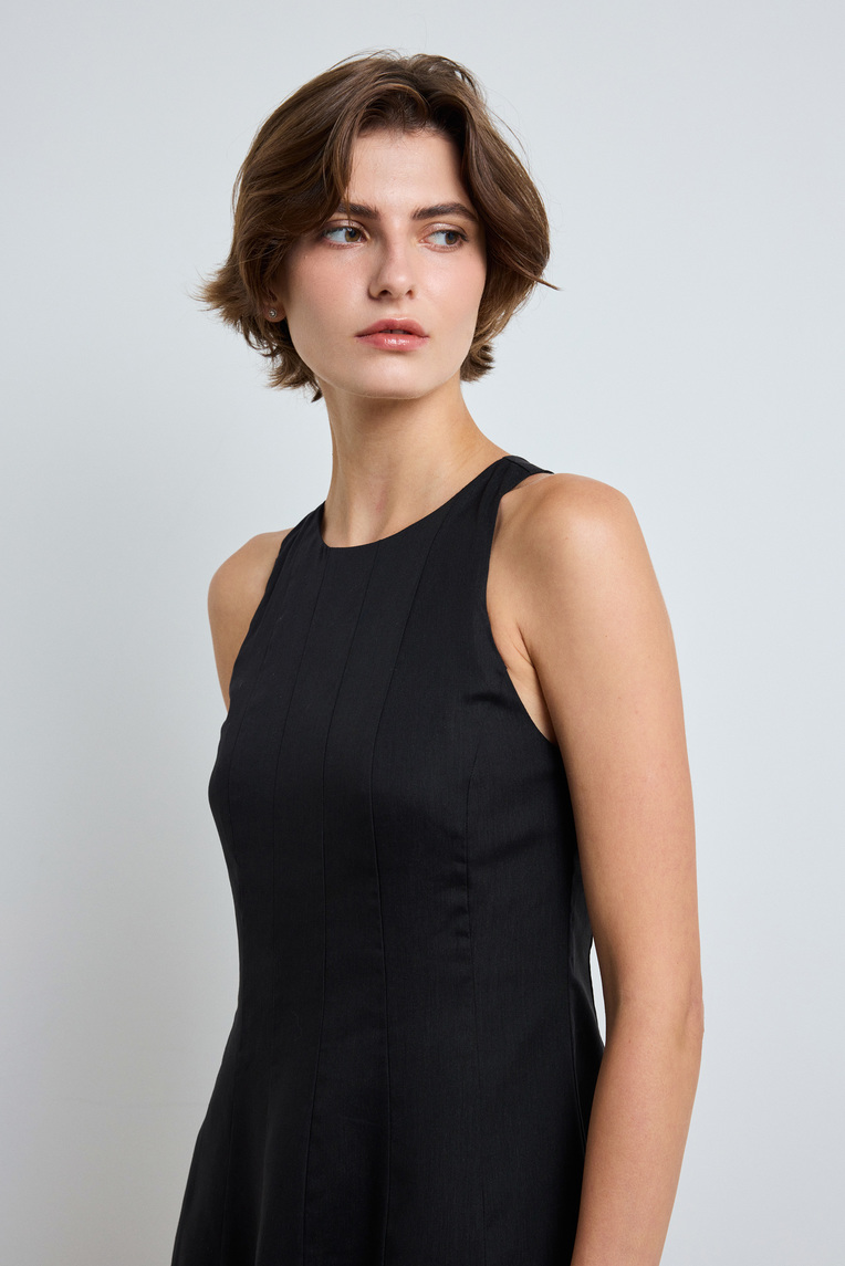 Rayon Pleated Halter Dress