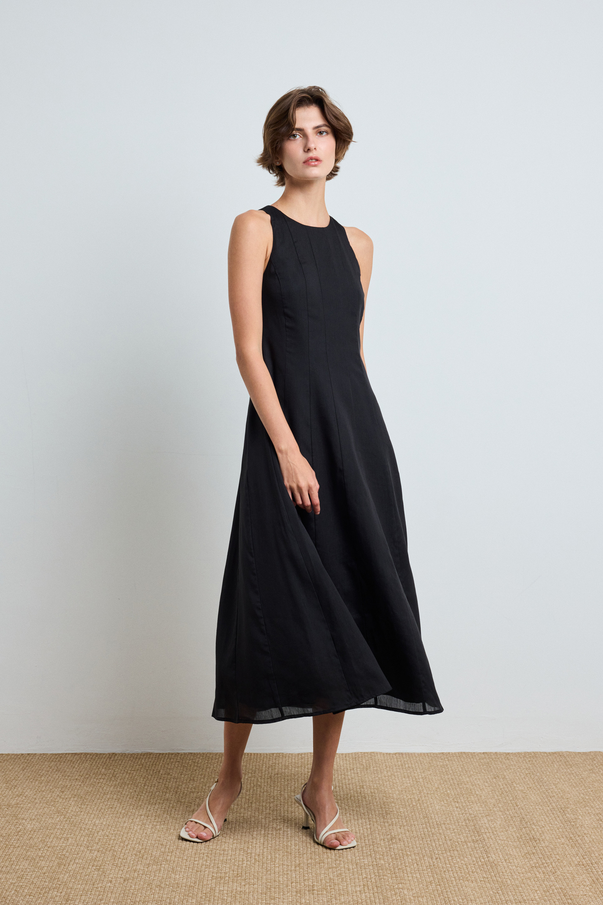 Rayon Pleated Halter Dress