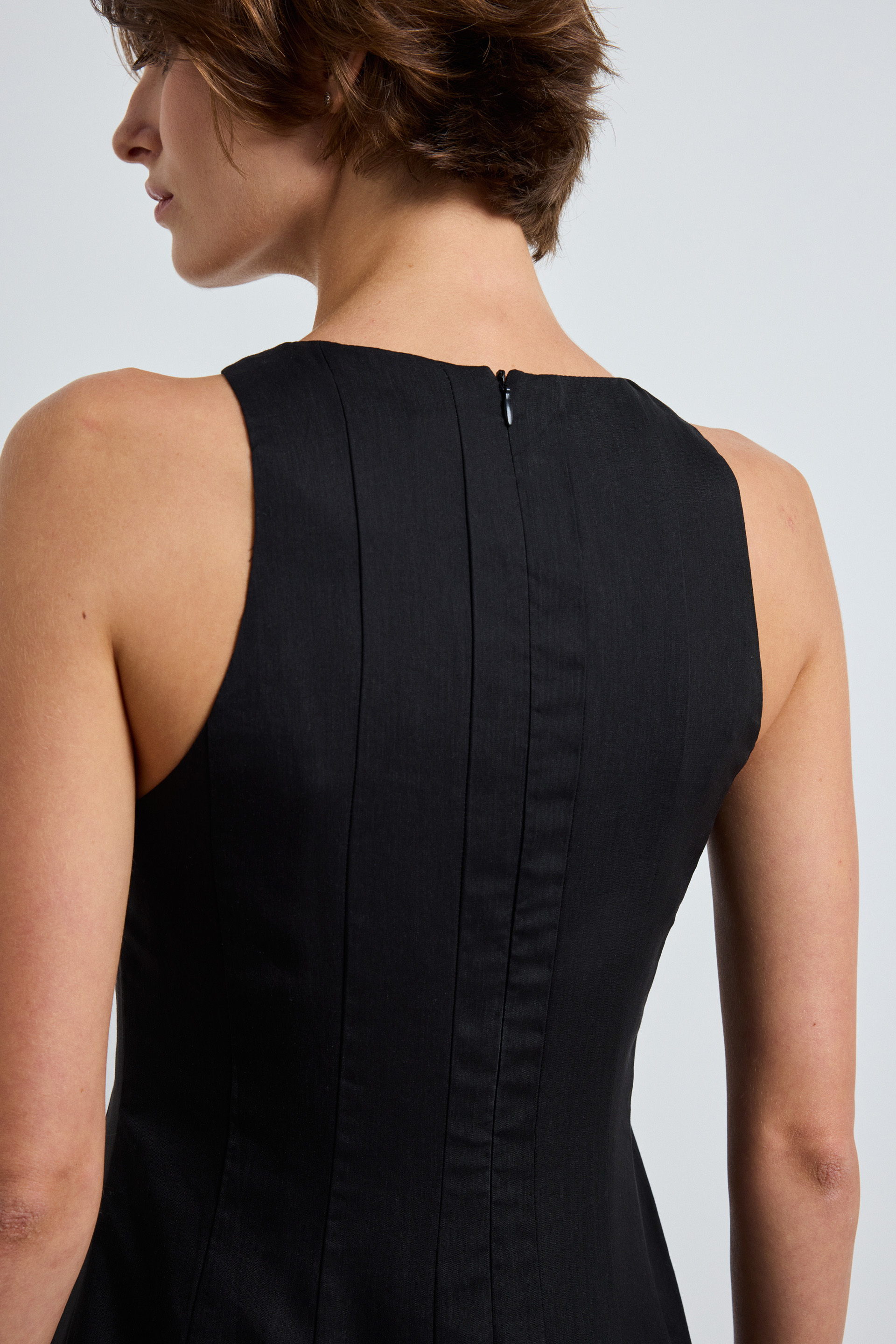 Rayon Pleated Halter Dress