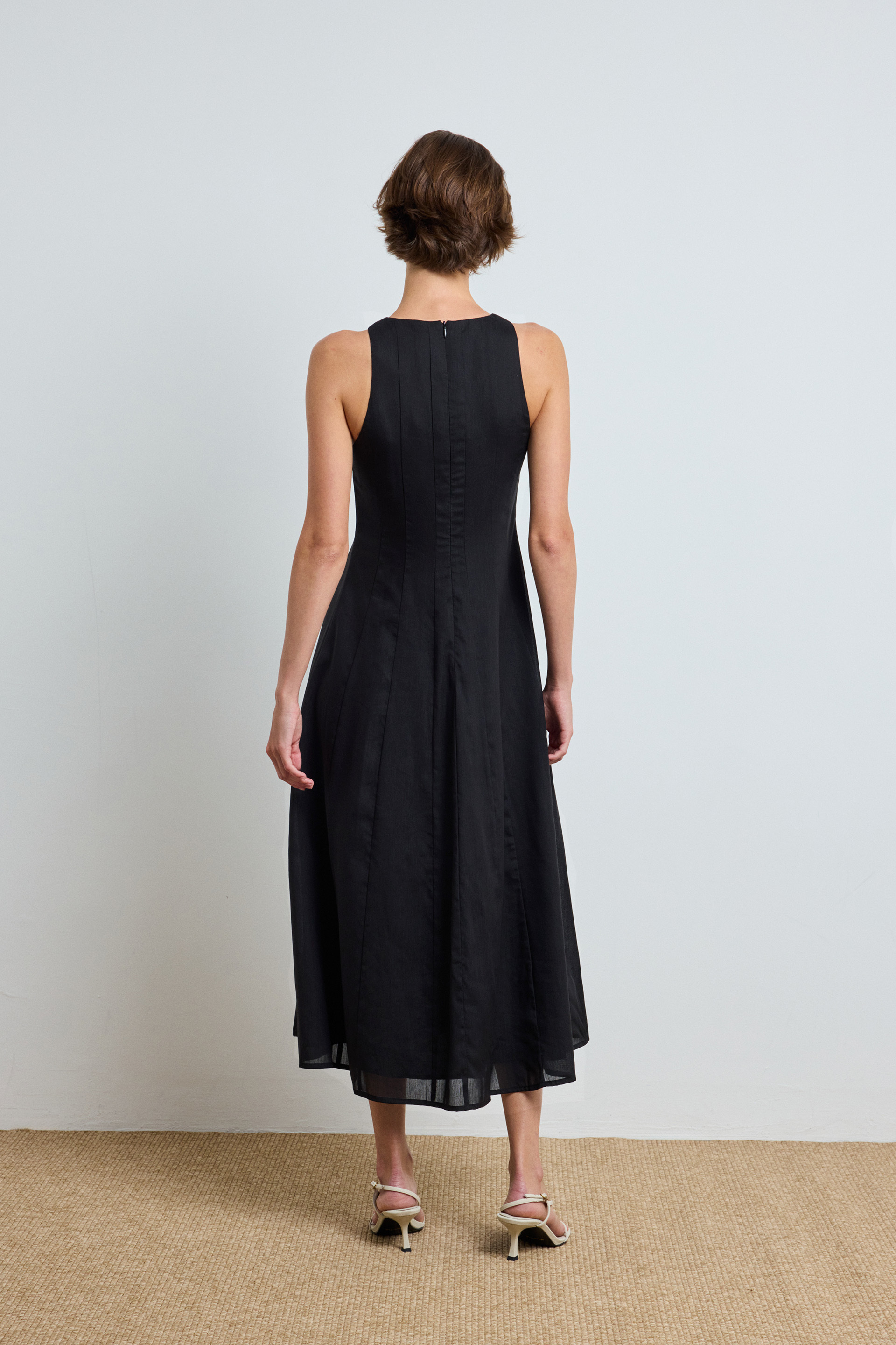 Rayon Pleated Halter Dress