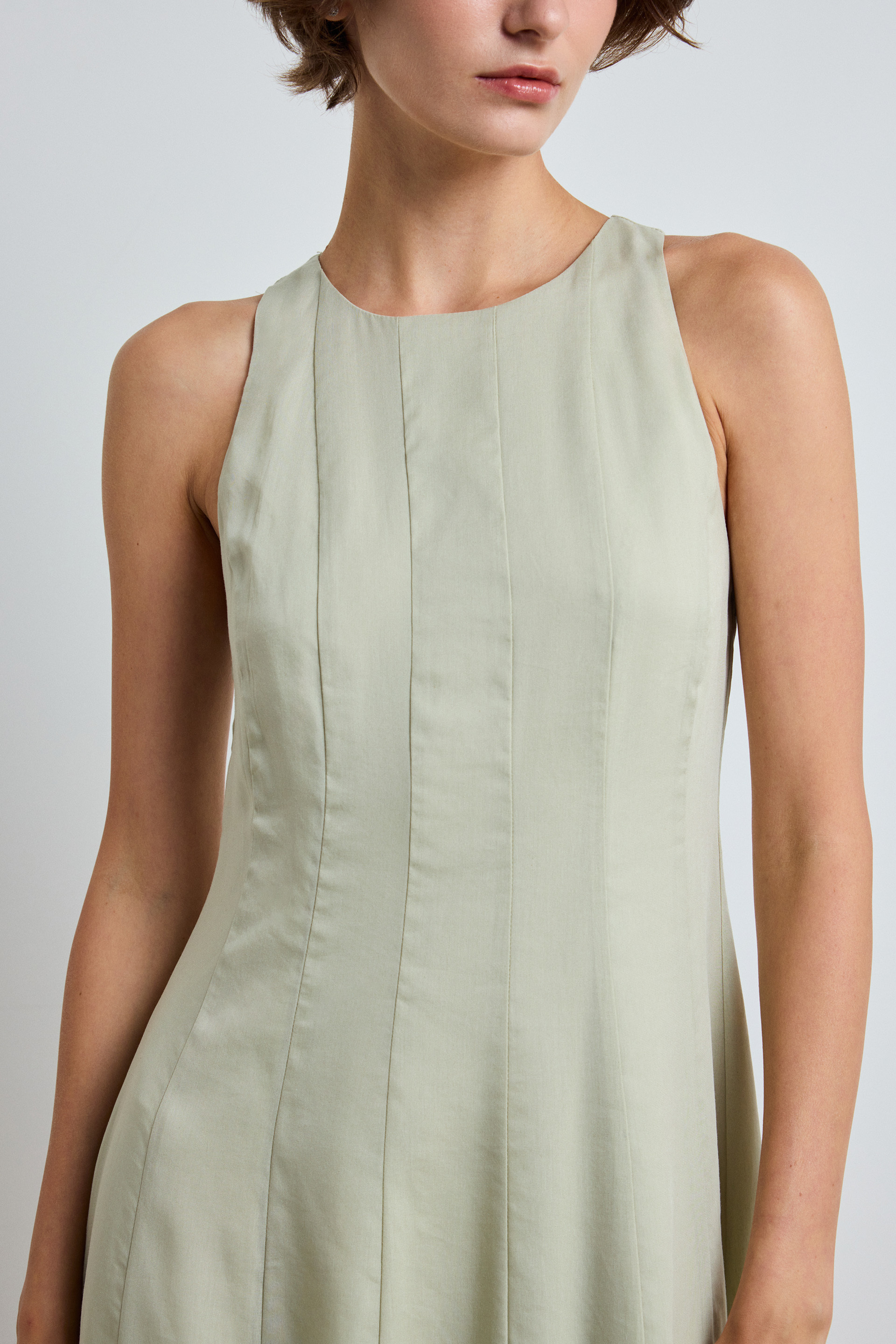Rayon Pleated Halter Dress