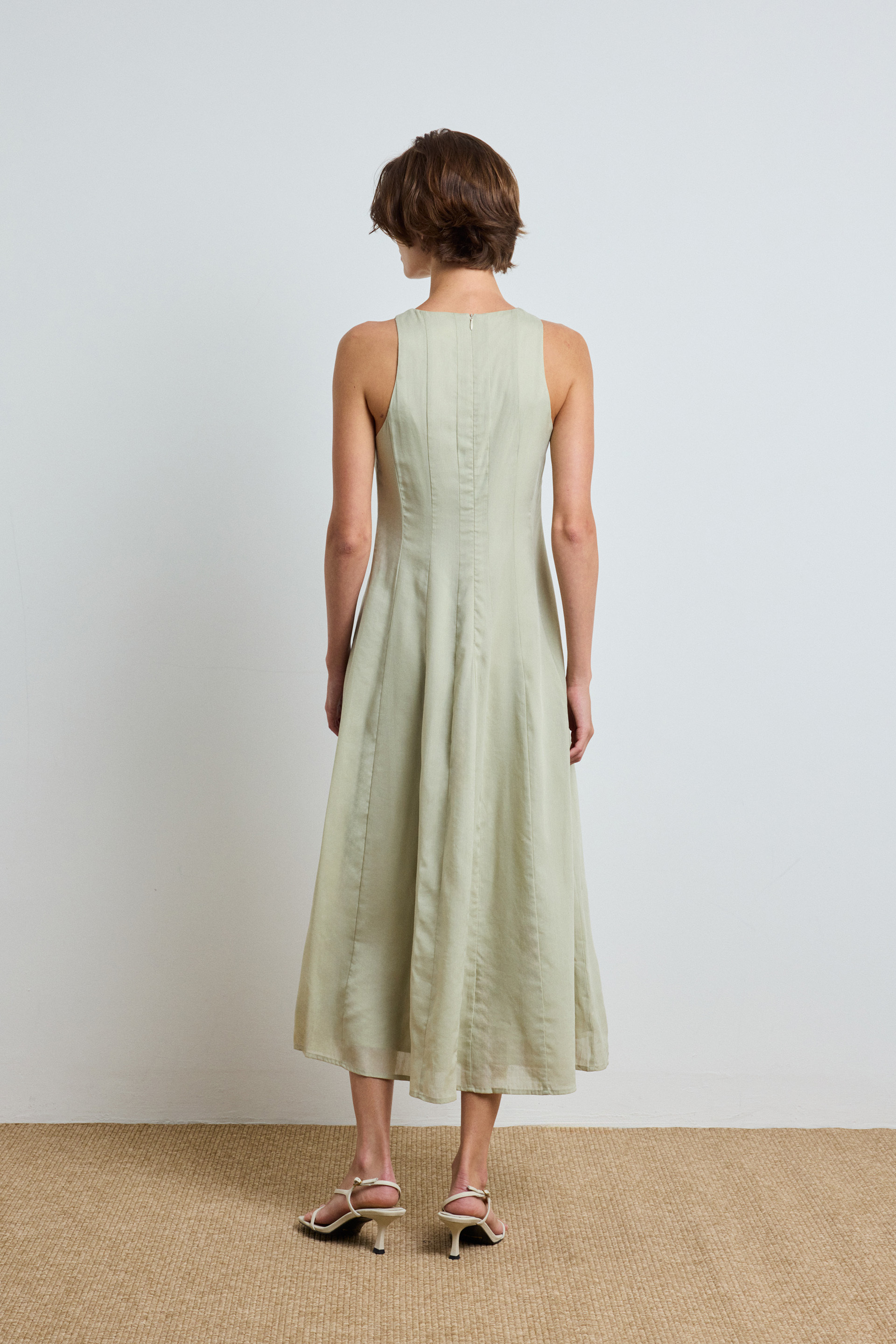 Rayon Pleated Halter Dress