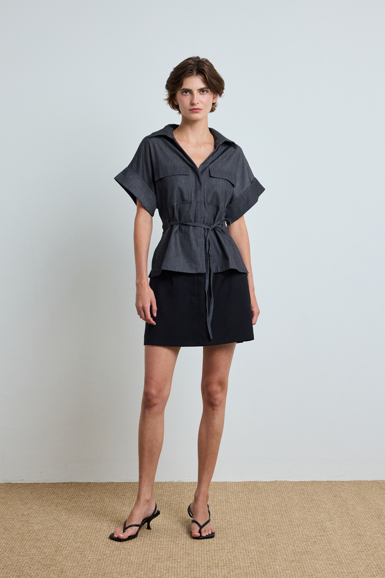 Relaxed Chambray Peplum Shirt