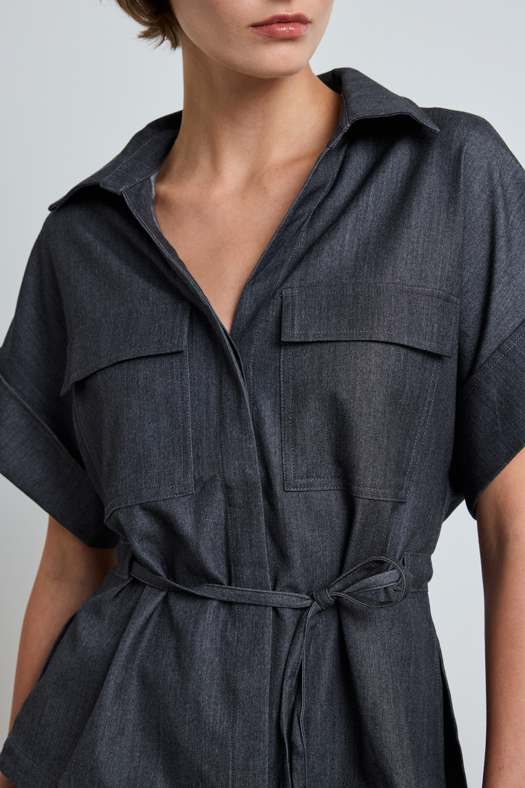 Relaxed Chambray Peplum Shirt