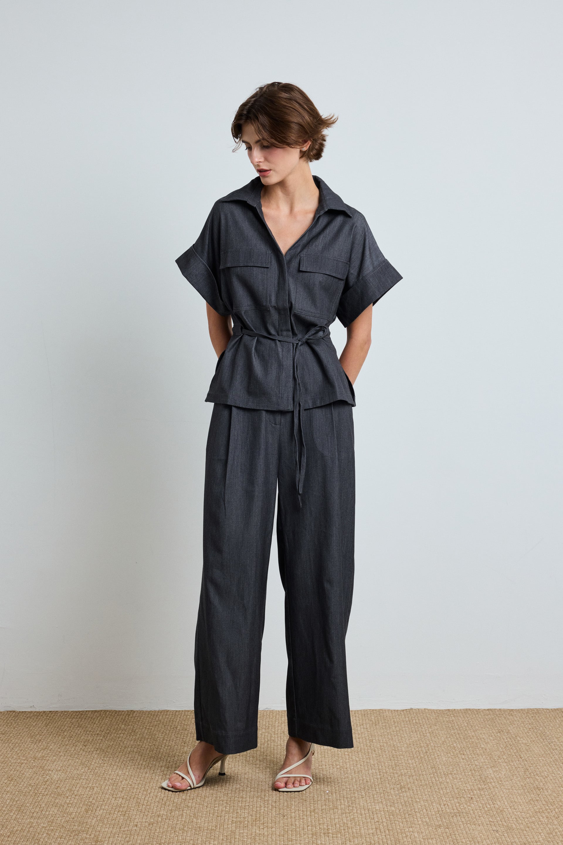 Relaxed Chambray Peplum Shirt