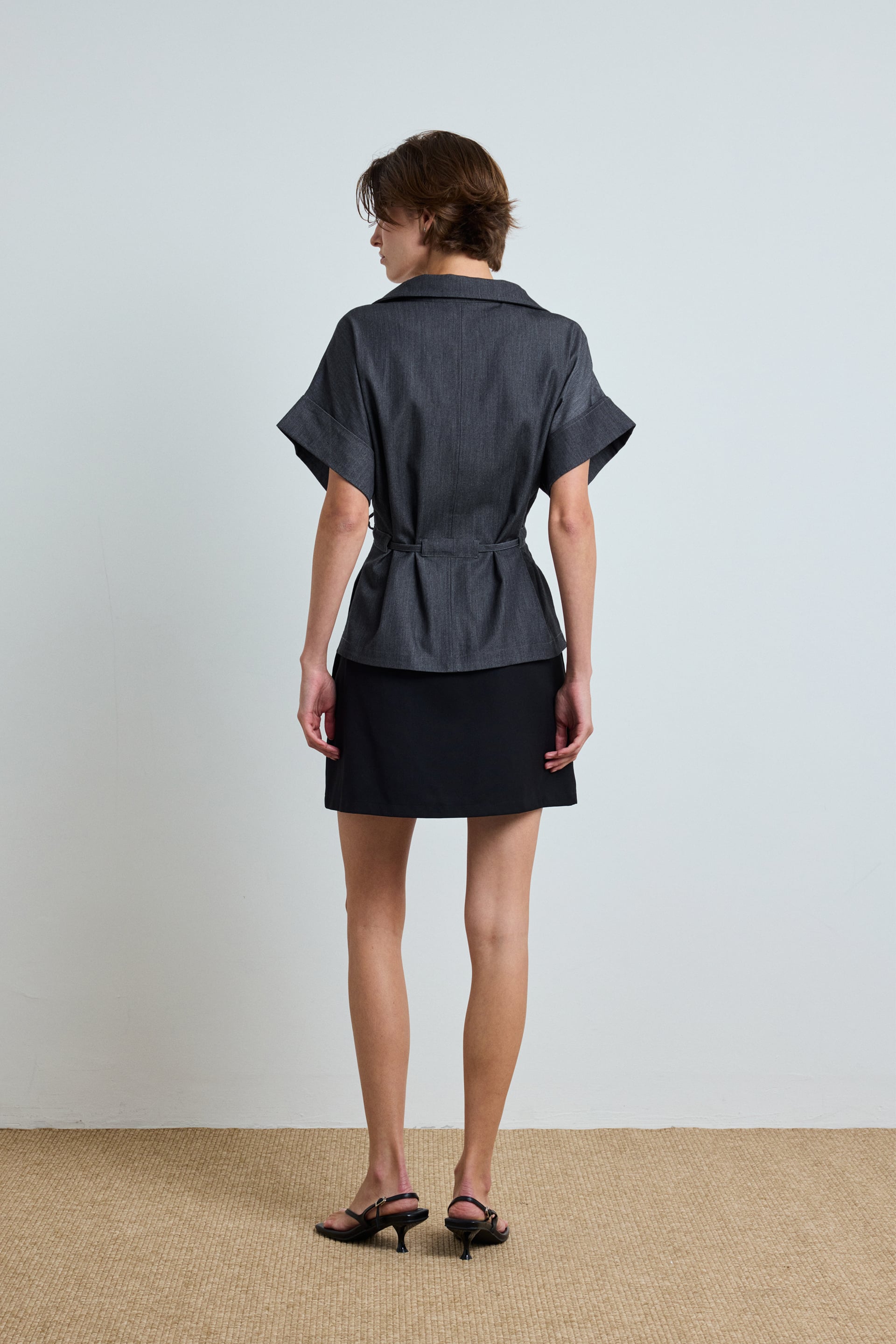 Relaxed Chambray Peplum Shirt