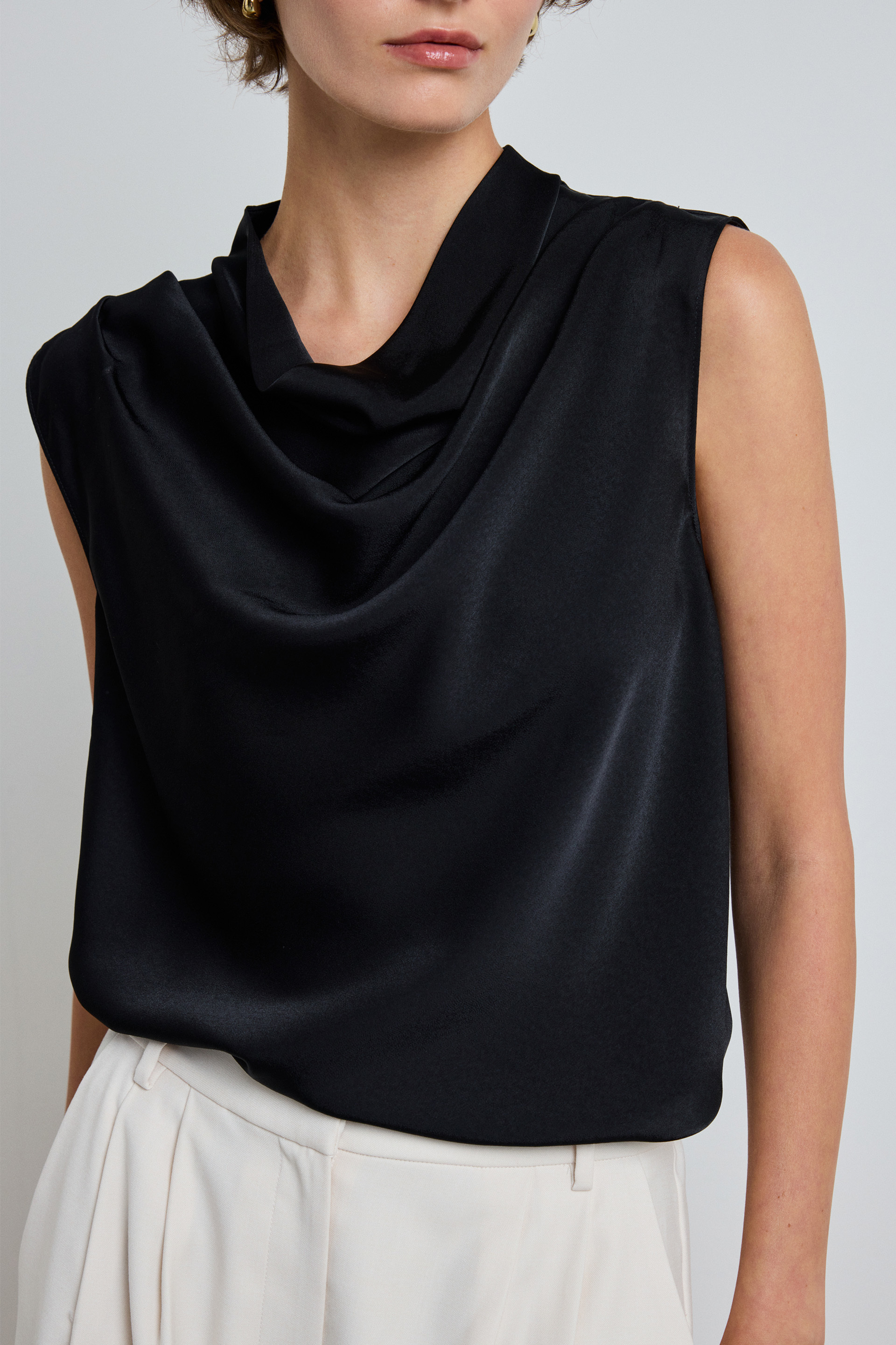 Draped Cowl-Neck Top