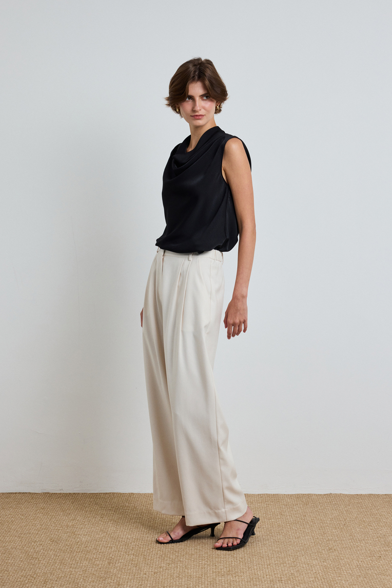 Draped Cowl-Neck Top