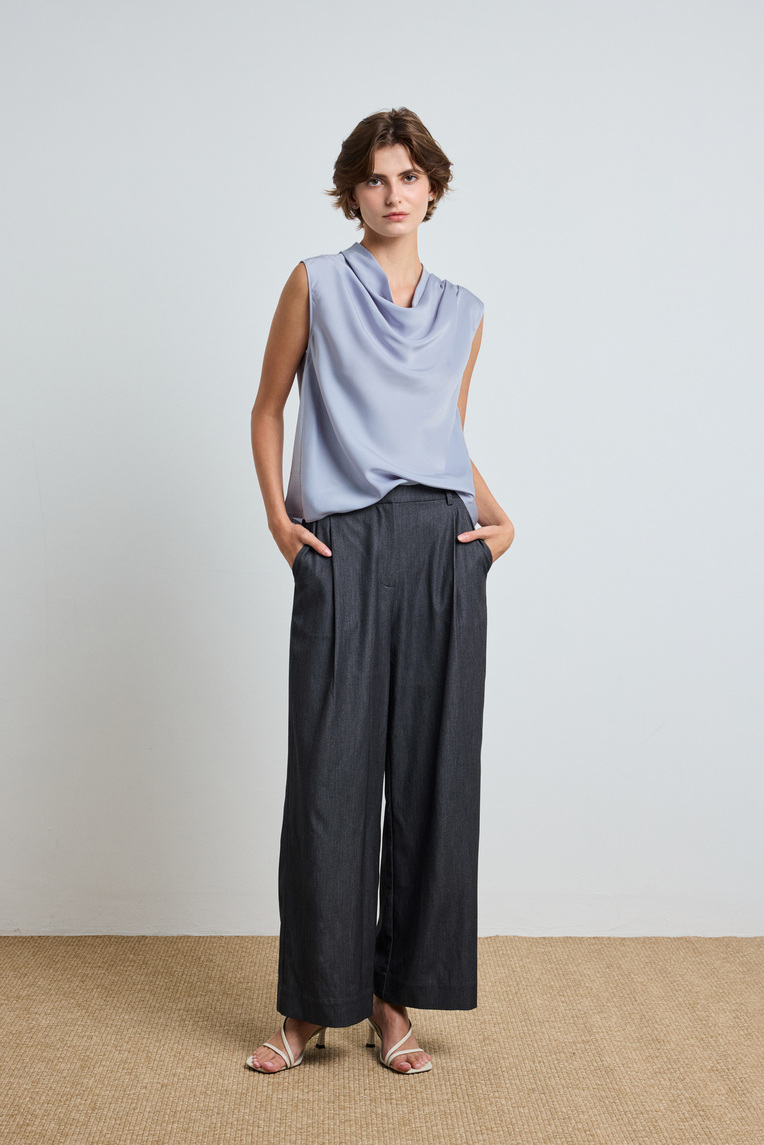 Draped Cowl-Neck Top