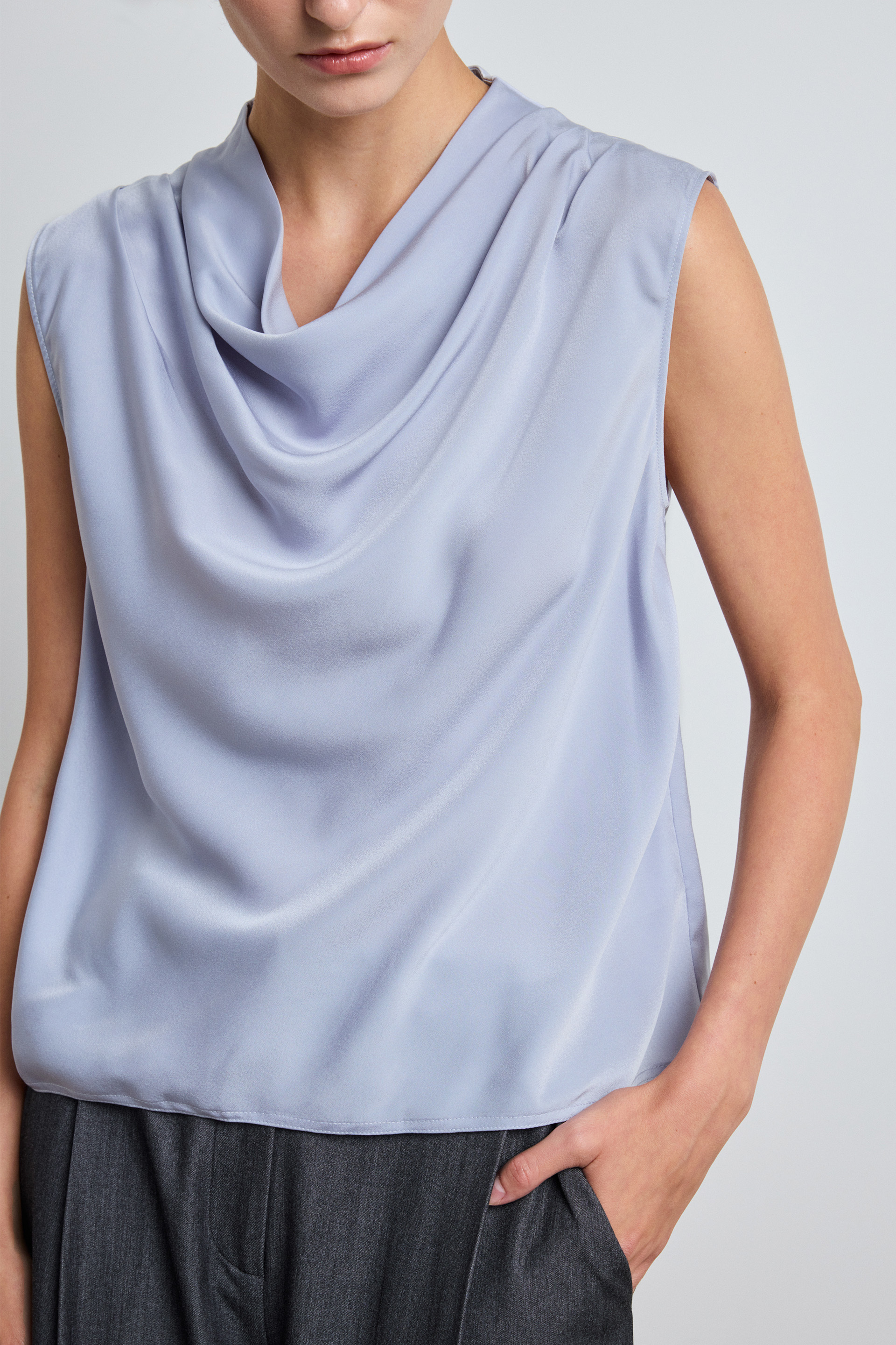 Draped Cowl-Neck Top