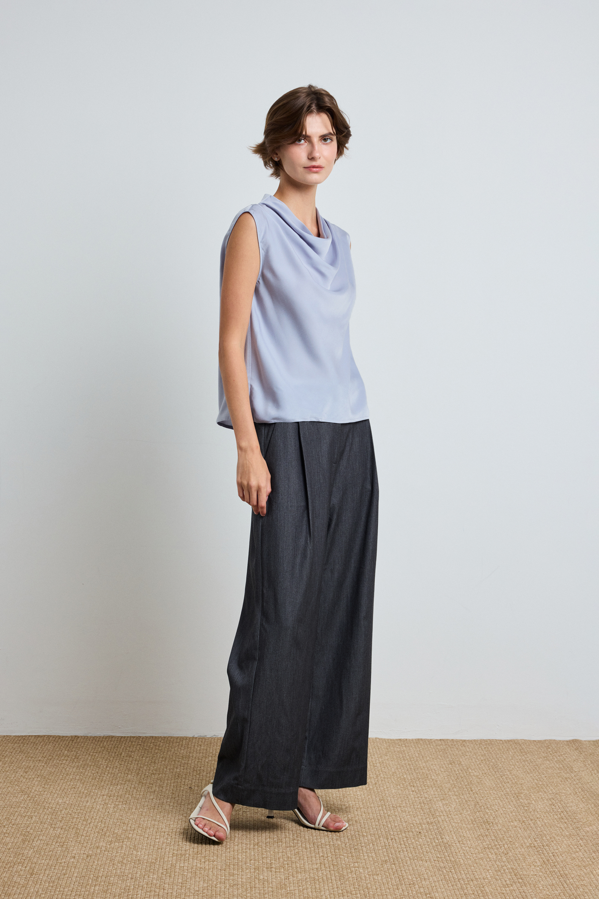 Draped Cowl-Neck Top