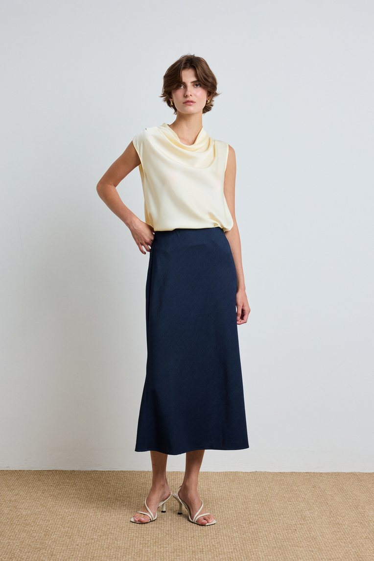 Draped Cowl-Neck Top